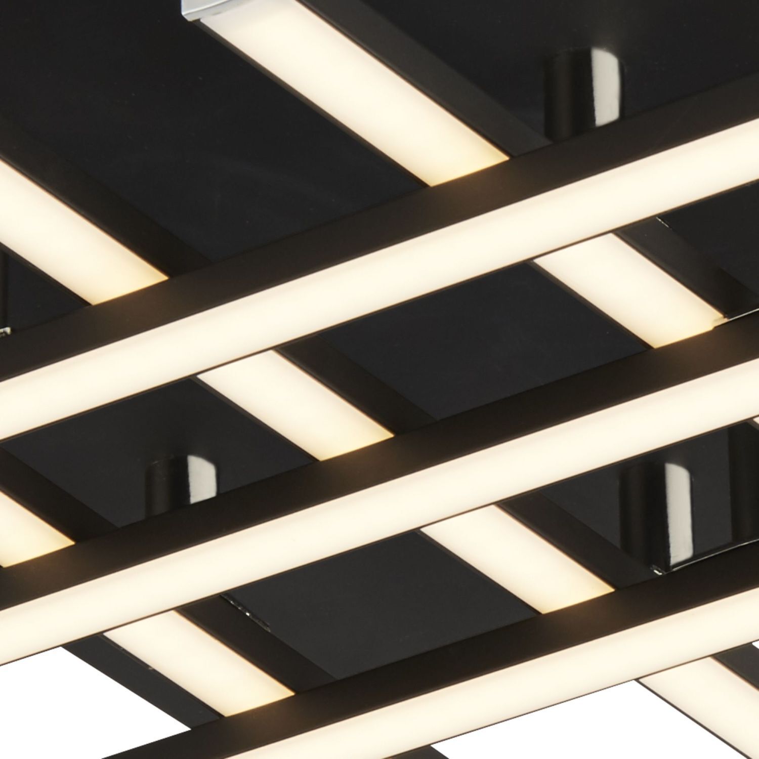 LED Deckenleuchte Metall B: 45,5 cm Schwarz Chrom 3000 K