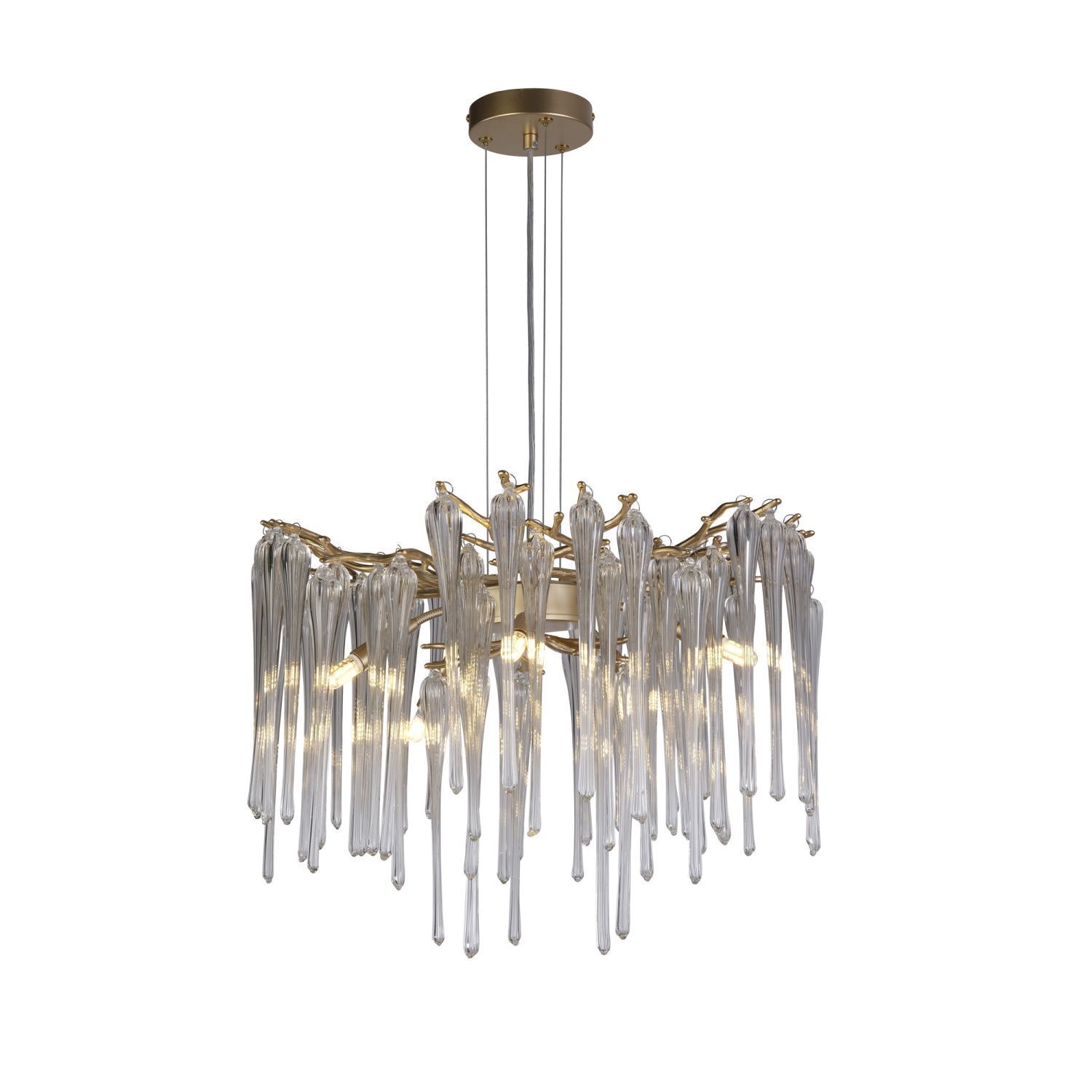 Elegante Hängelampe in Gold Glaszapfen L:50 cm G9 Leuchter, Lampe