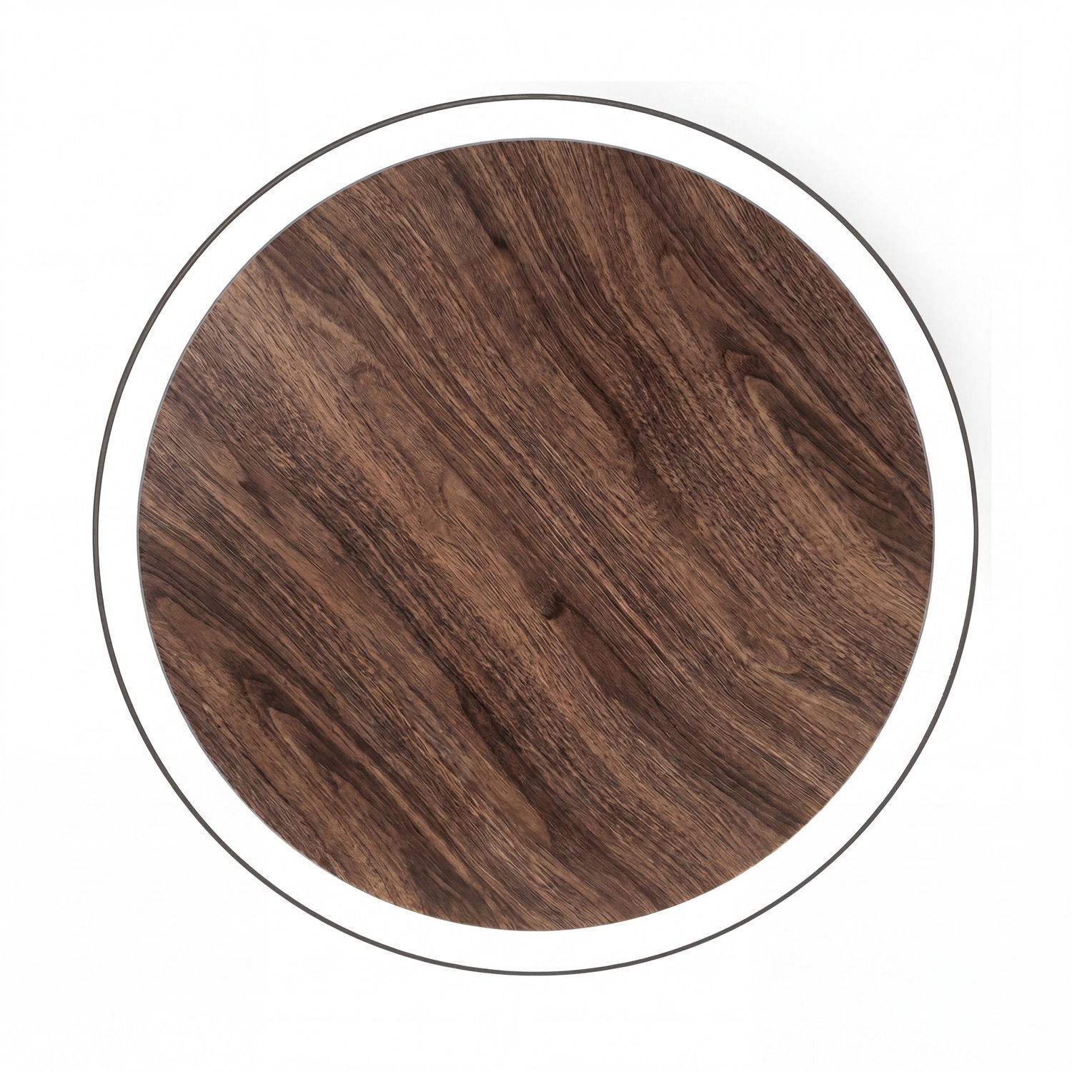 LED Deckenlampe Holz Ø50 cm 3500 K 3 Stufen dimmbar Holztischplatte, Runde Form, Dunkle Holzoptik, Holzmaserung, Tischoberfläche