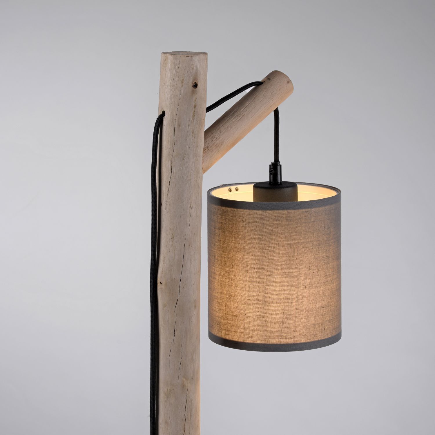 Gemütliche Tischleuchte Stoffschirm Holz H:52,5 cm Lampe, Lampenschirm