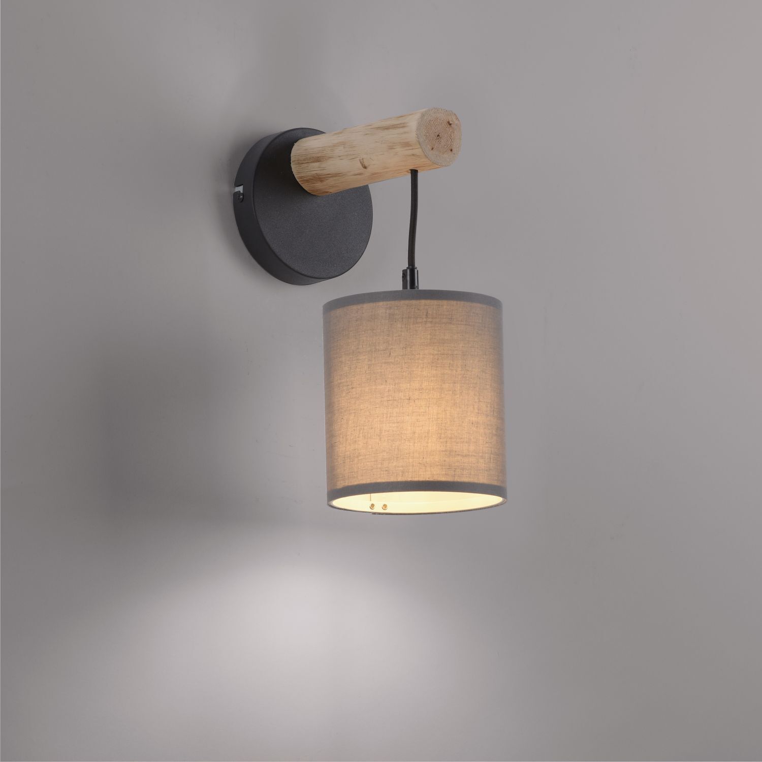 Gemütliche Wandleuchte Stoffschirm Holz H:29,5 cm E27 Lampe, Deckenleuchte