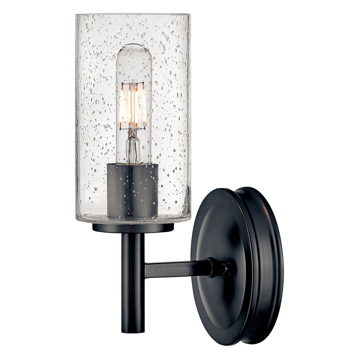 Wandlampe Metall Glas 26,2 cm hoch Schwarz E27 GRACIA