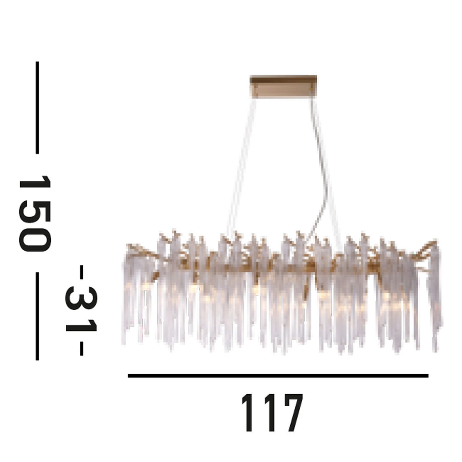 Pendelleuchte Metall Glas stilvoll L:117 cm G9 in Gold Leuchter, Lampe