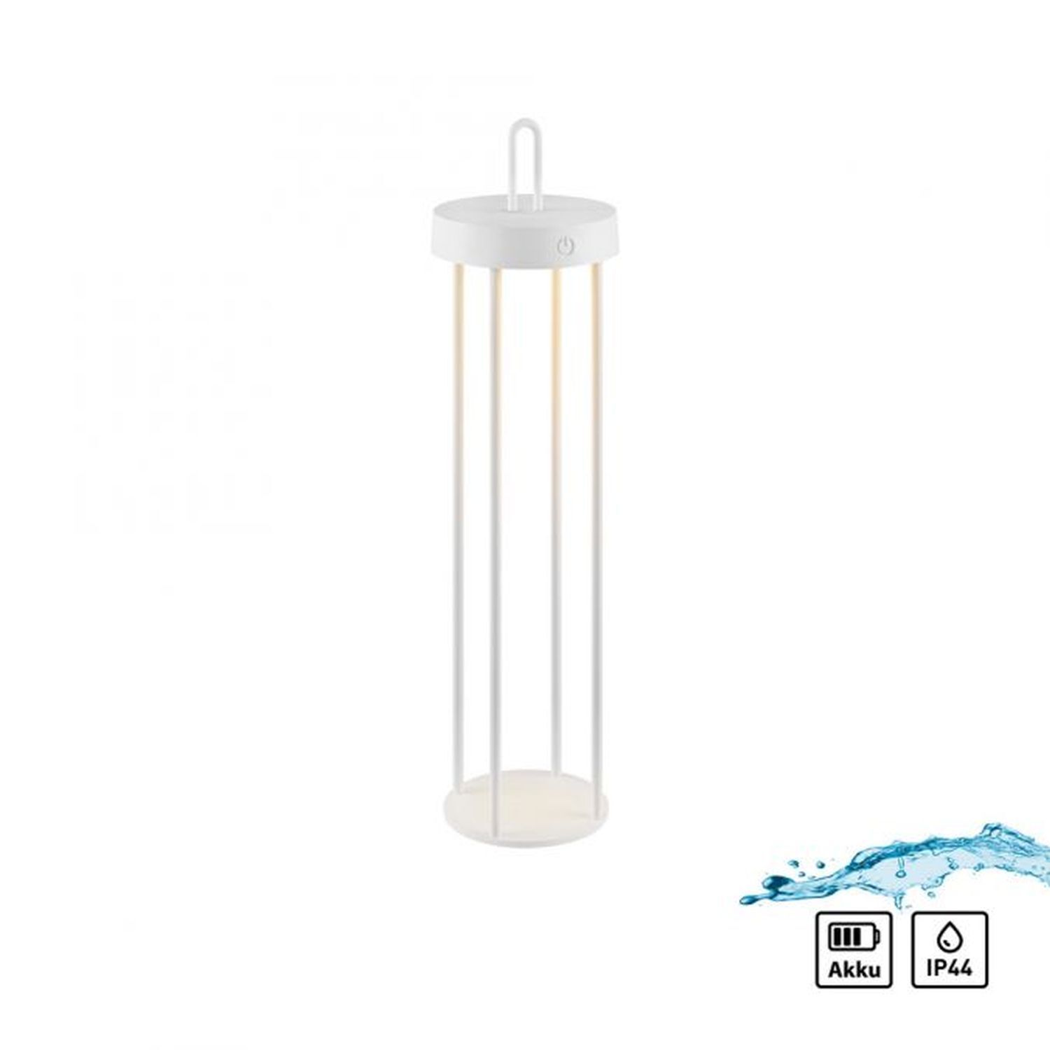 LED Akku Tischleuchte Metall dimmbar IP44 2700 K Weiß