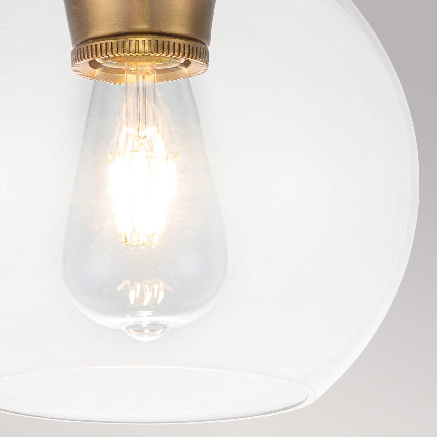 Deckenlampe Glas Kugel Schirm Ø 21,6 cm in Messing brüniert Glühbirne, Edison-Lampe, E27, Glaslampe, Beleuchtung