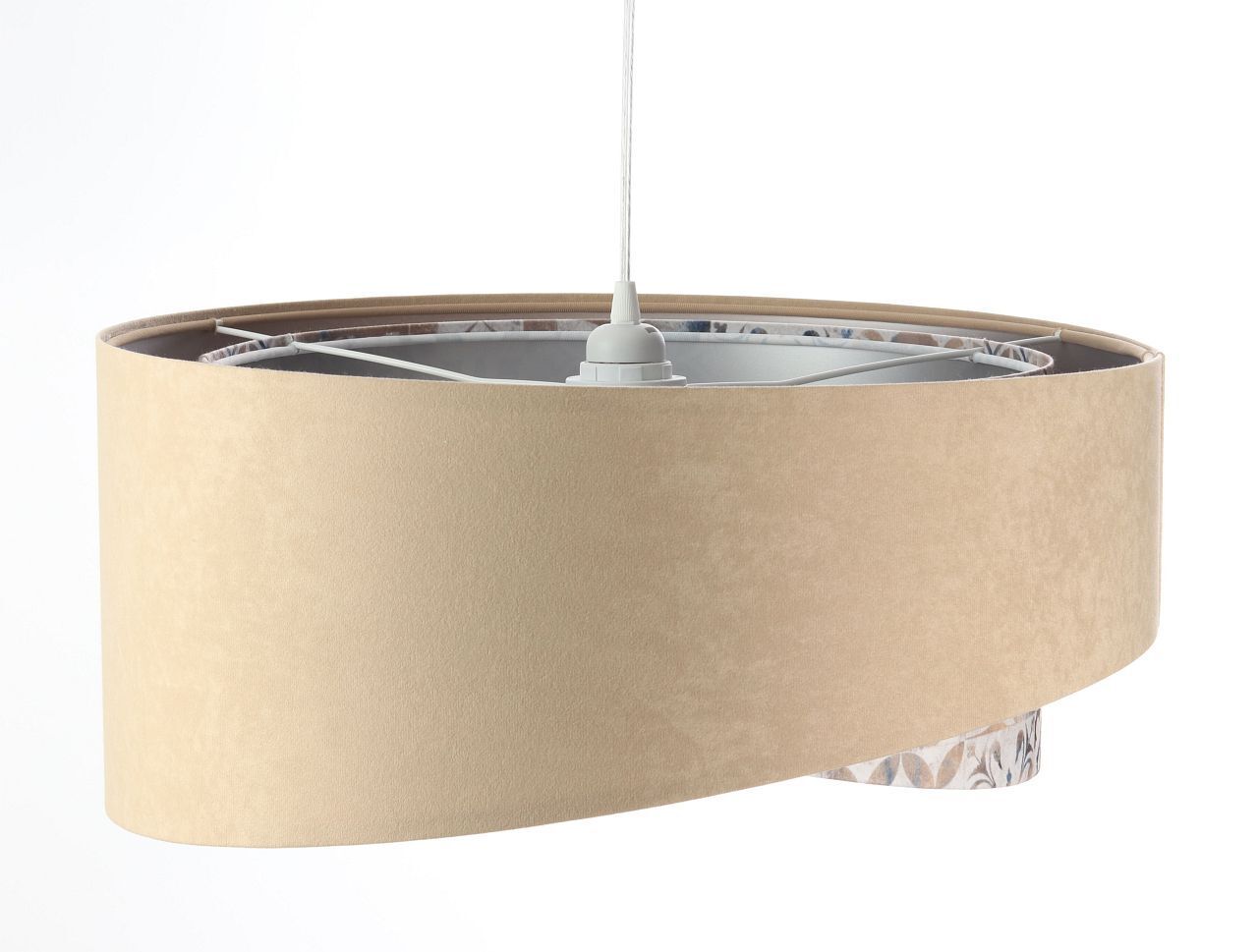 Hängeleuchte rund D: 50 cm E27 Stoff Velours Optik Modern KARIM Lampe, Mobiliar, Tabelle, Whirlpool, Wanne