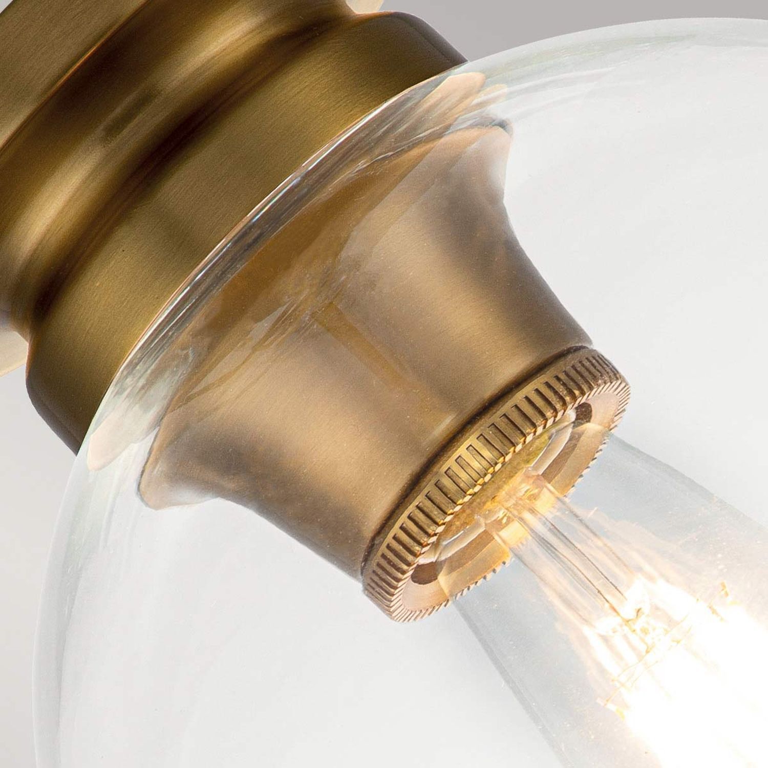 Deckenlampe Glas Kugel Schirm Ø 21,6 cm in Messing brüniert Lampe, Glühbirne, Hautfassung, Bronzefarben, Glas