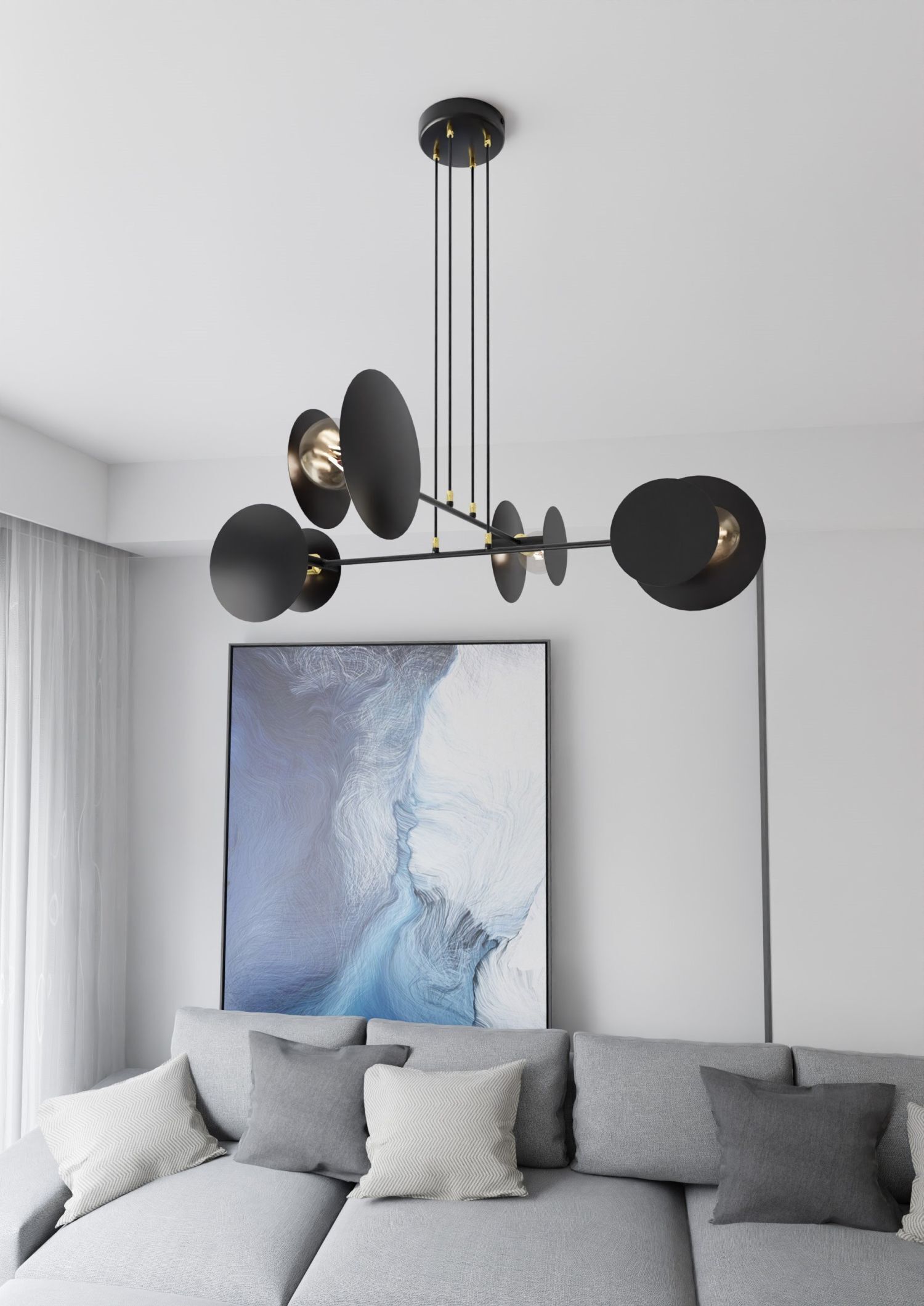 Hängelampe Schwarz verstellbar Metall 4x E27 Modern