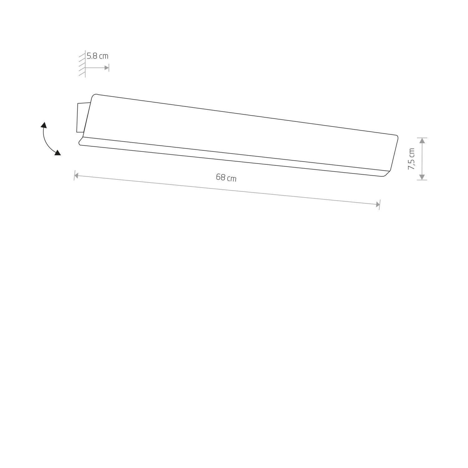 Wandlampe Up Down Schwarz 3000 K 1700 lm Metall 68 cm