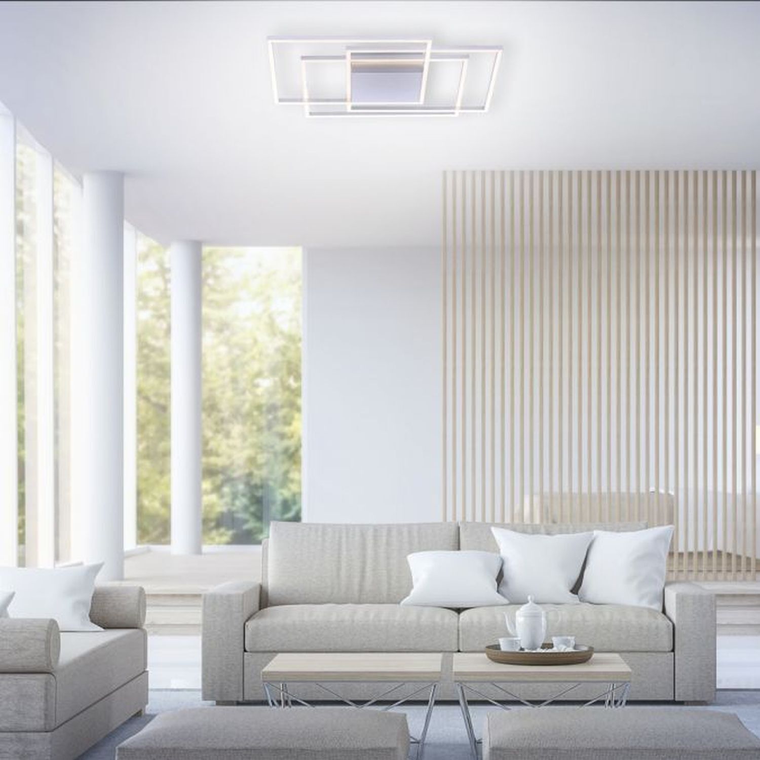 LED Deckenlampe dimmbar in Stahl L:75 cm 5760 lm Modern Drinnen, Innenarchitektur, Inneneinrichtung, Wohnzimmer, Tabelle