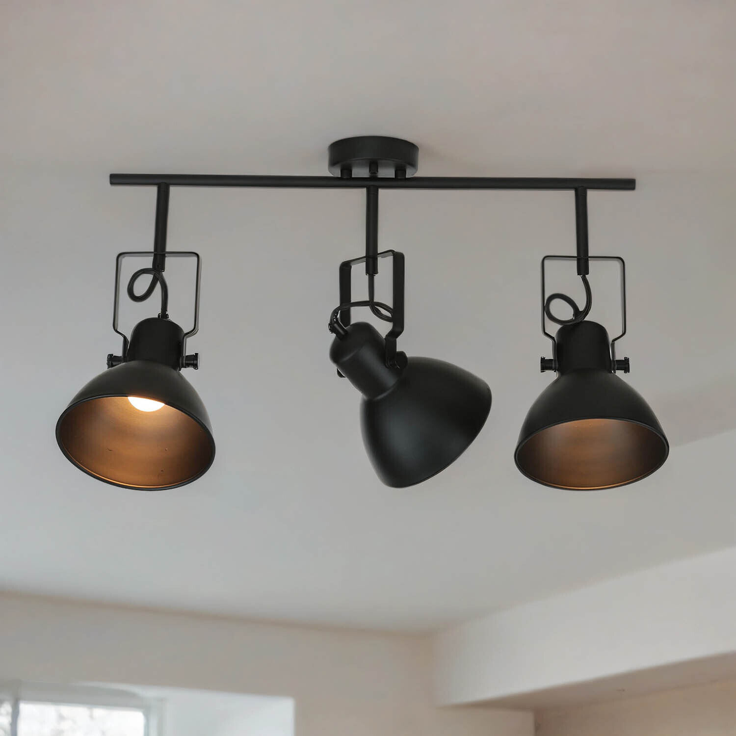 Deckenstrahler Schwarz Metall E16 Retro Wohnzimmer