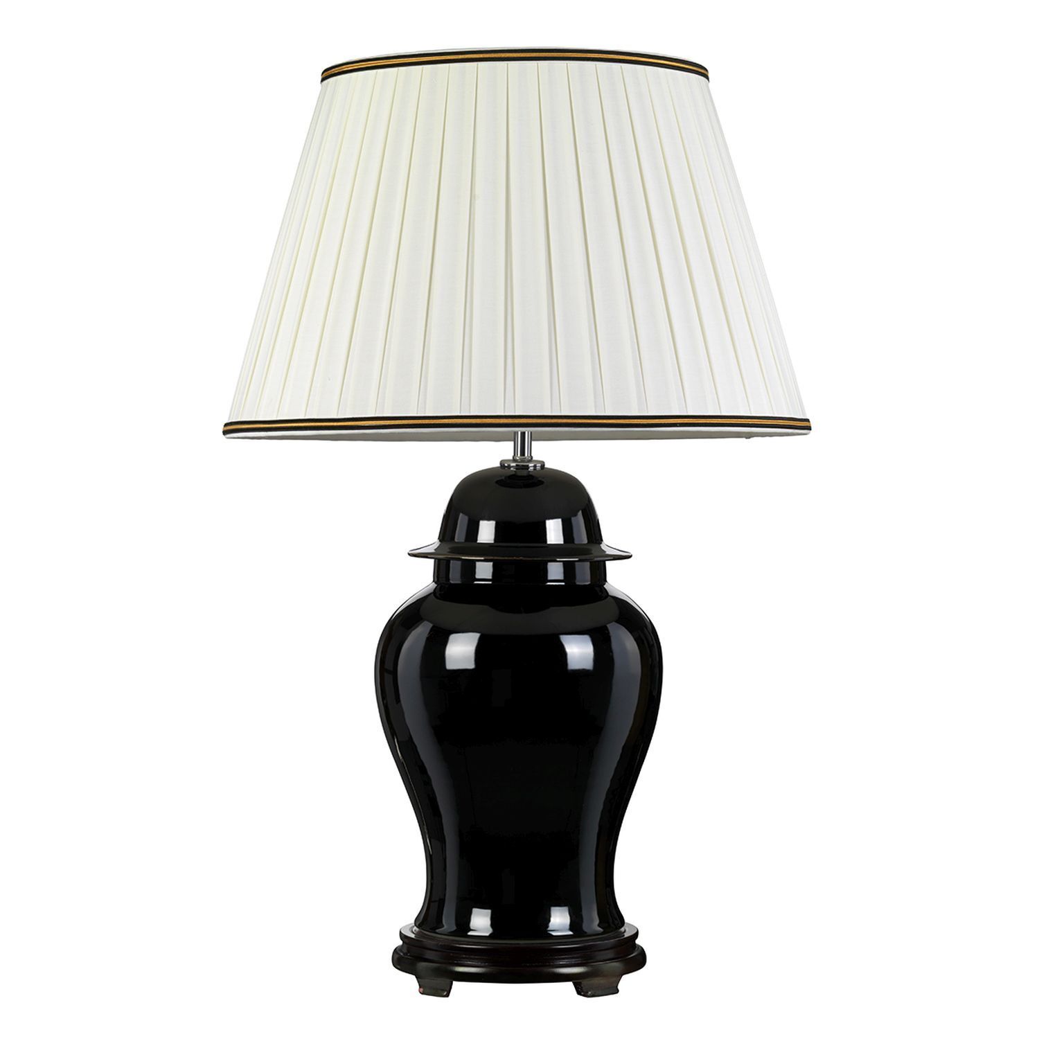 Tischlampe Keramik Stoff Schwarz Creme 80 cm hoch E27