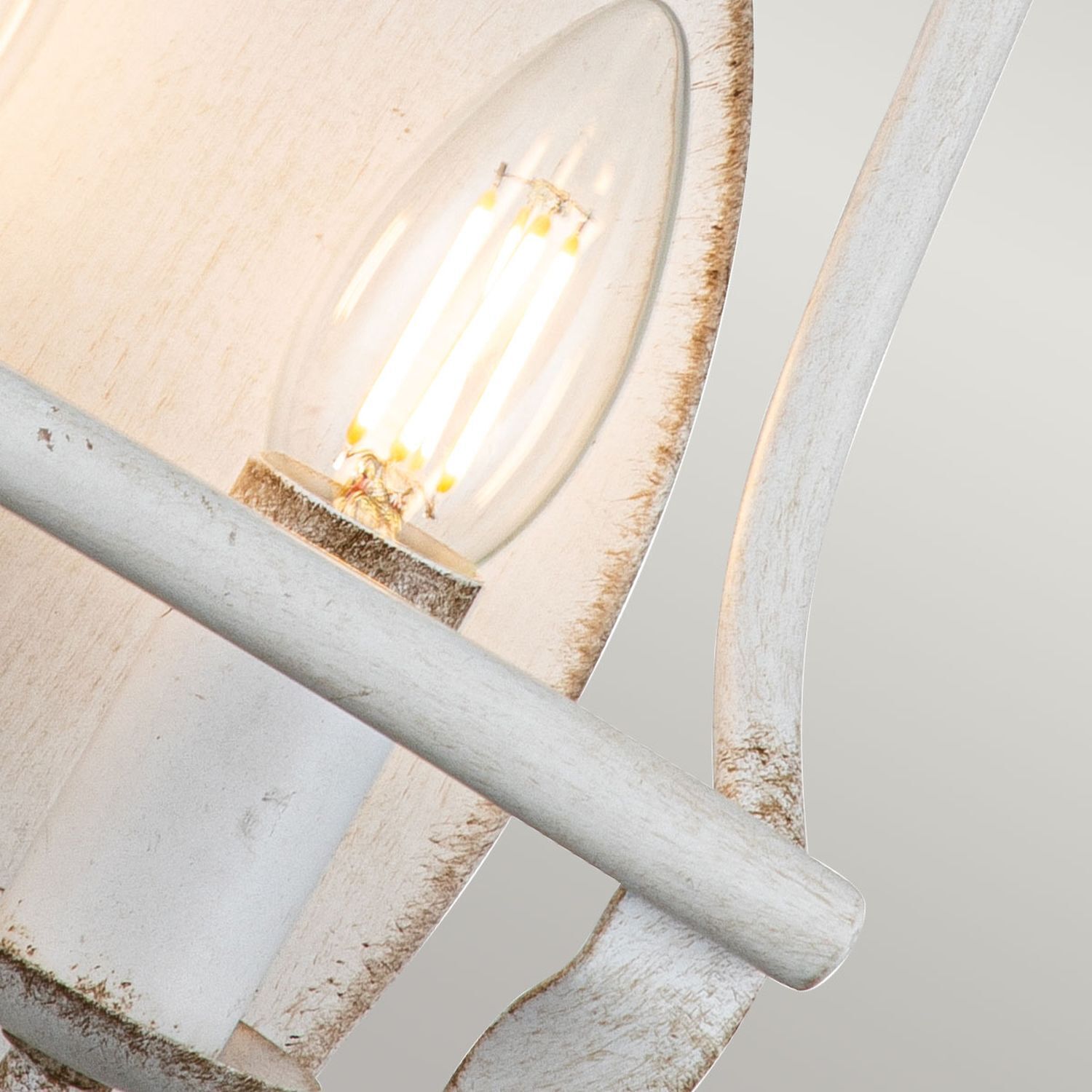 Wandlampe Shabby Weiß Antik Metall H: 41,8 cm Landhaus Lampe, Licht, Schlagstock, Stock
