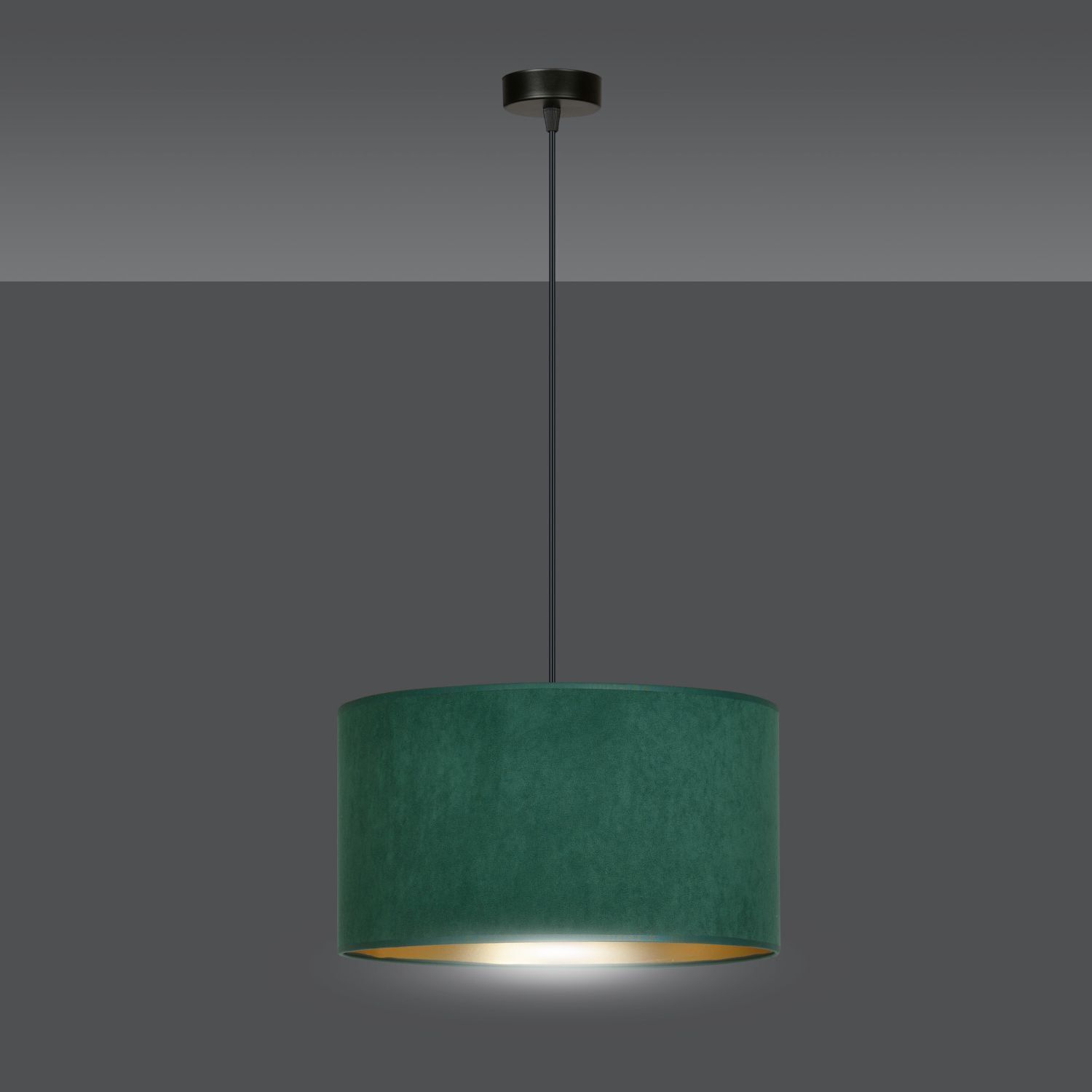 Pendelleuchte Grün Gold Schwarz Ø 35 cm rund E27 Stoff Metall
