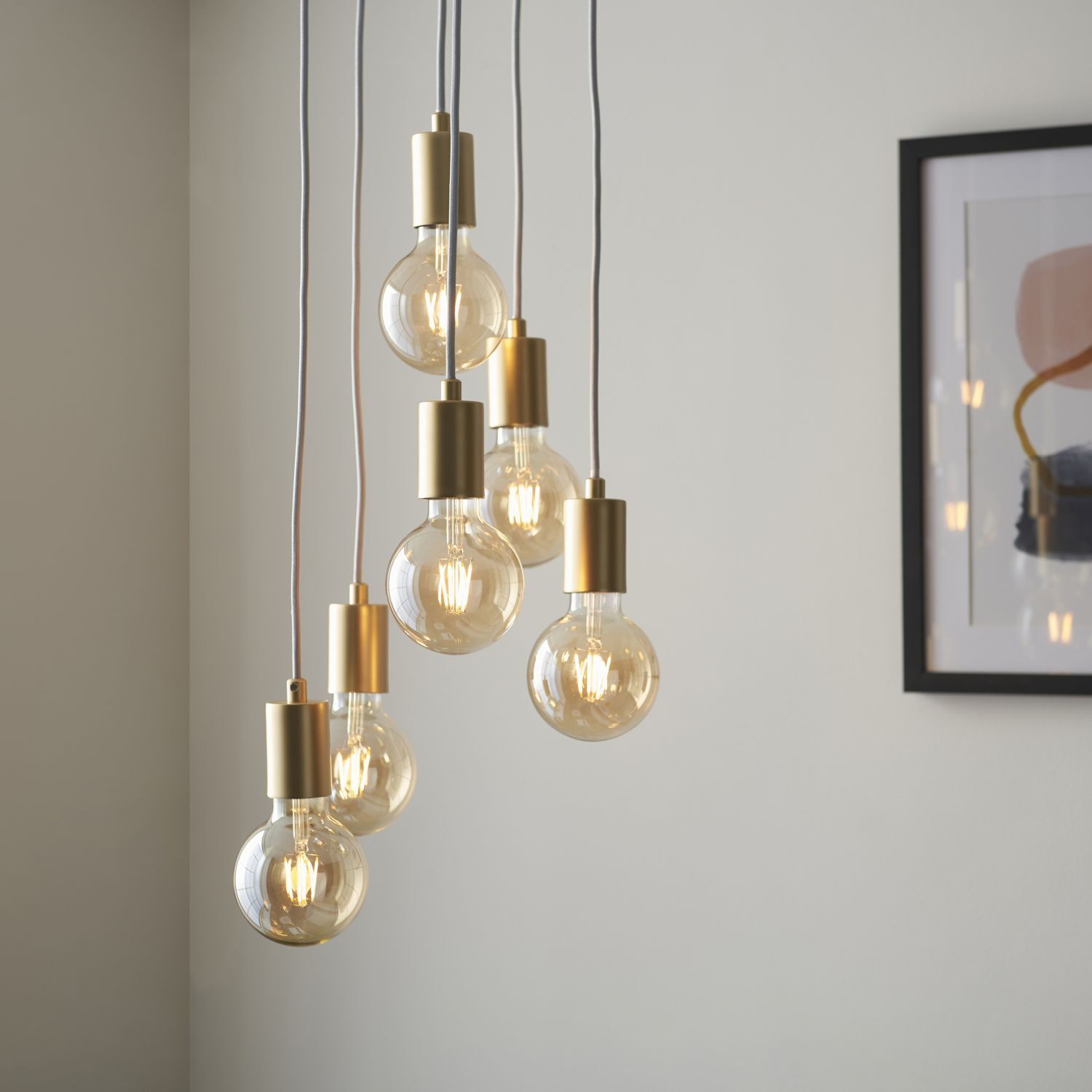Hängelampe Metall in Gold verstellbar Retro Design für 6x E27