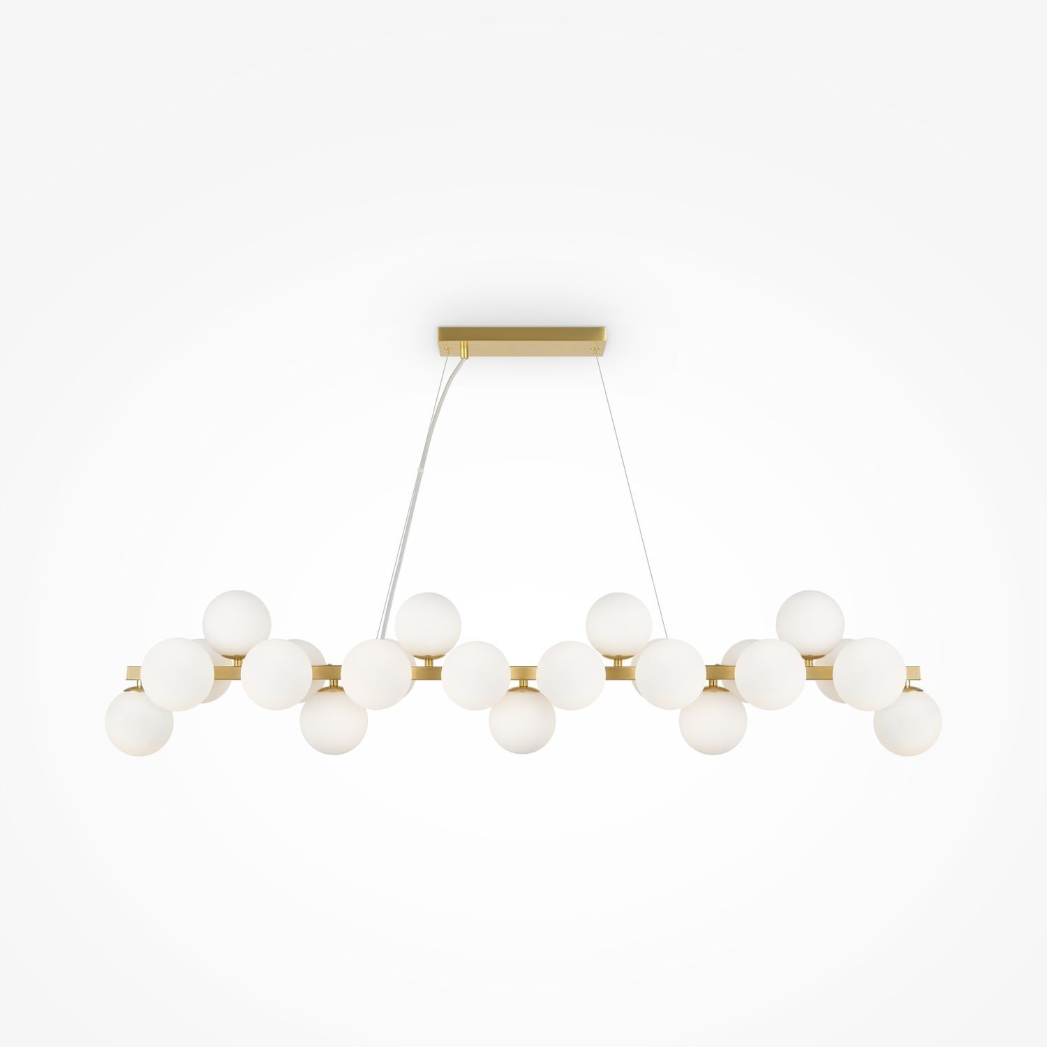 Hängeleuchte Metall Glas H: max. 133,9 cm in Gold Weiß