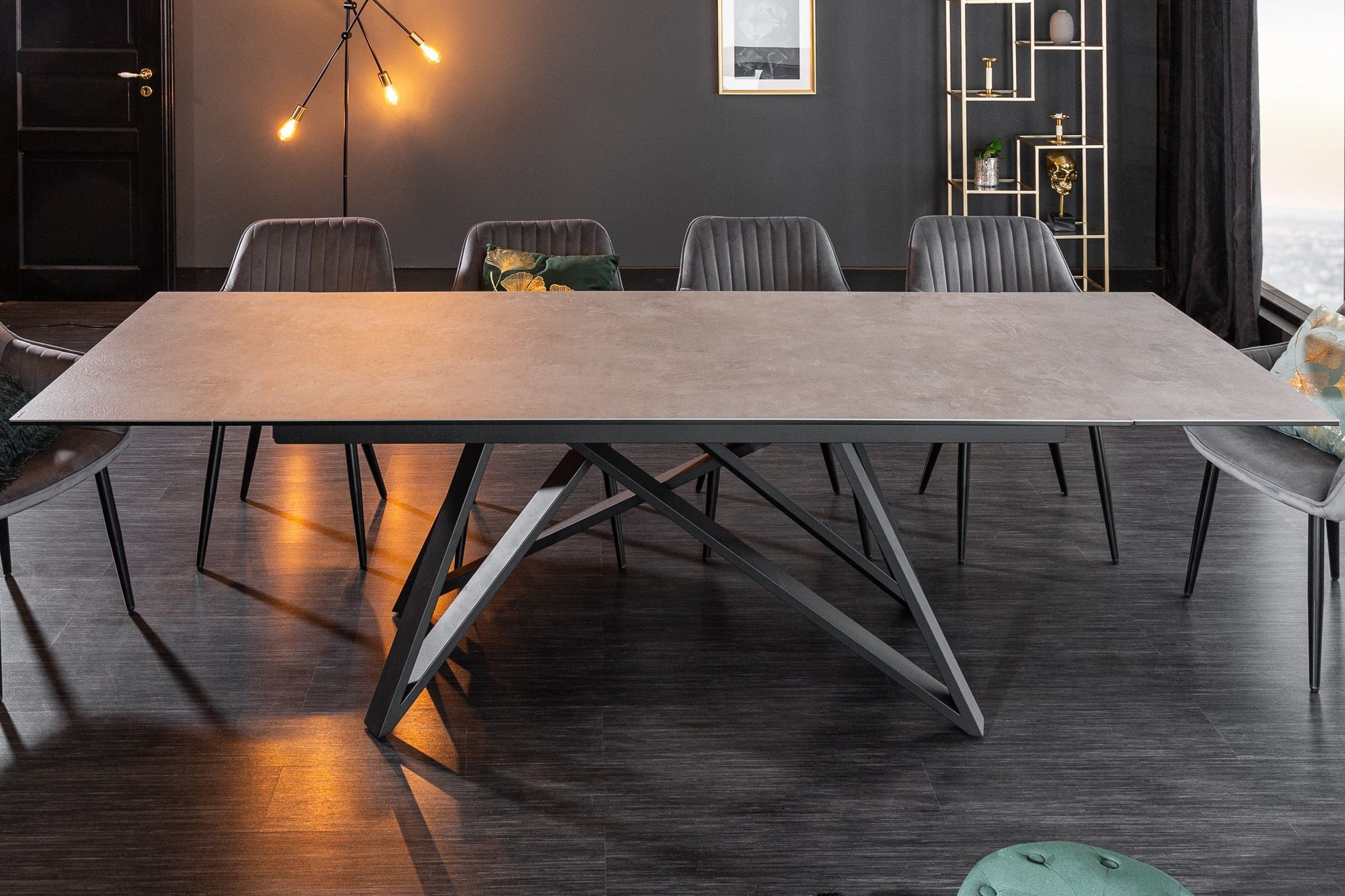 Esstisch ausziehbar Keramik in Grau Schwarz 180 cm