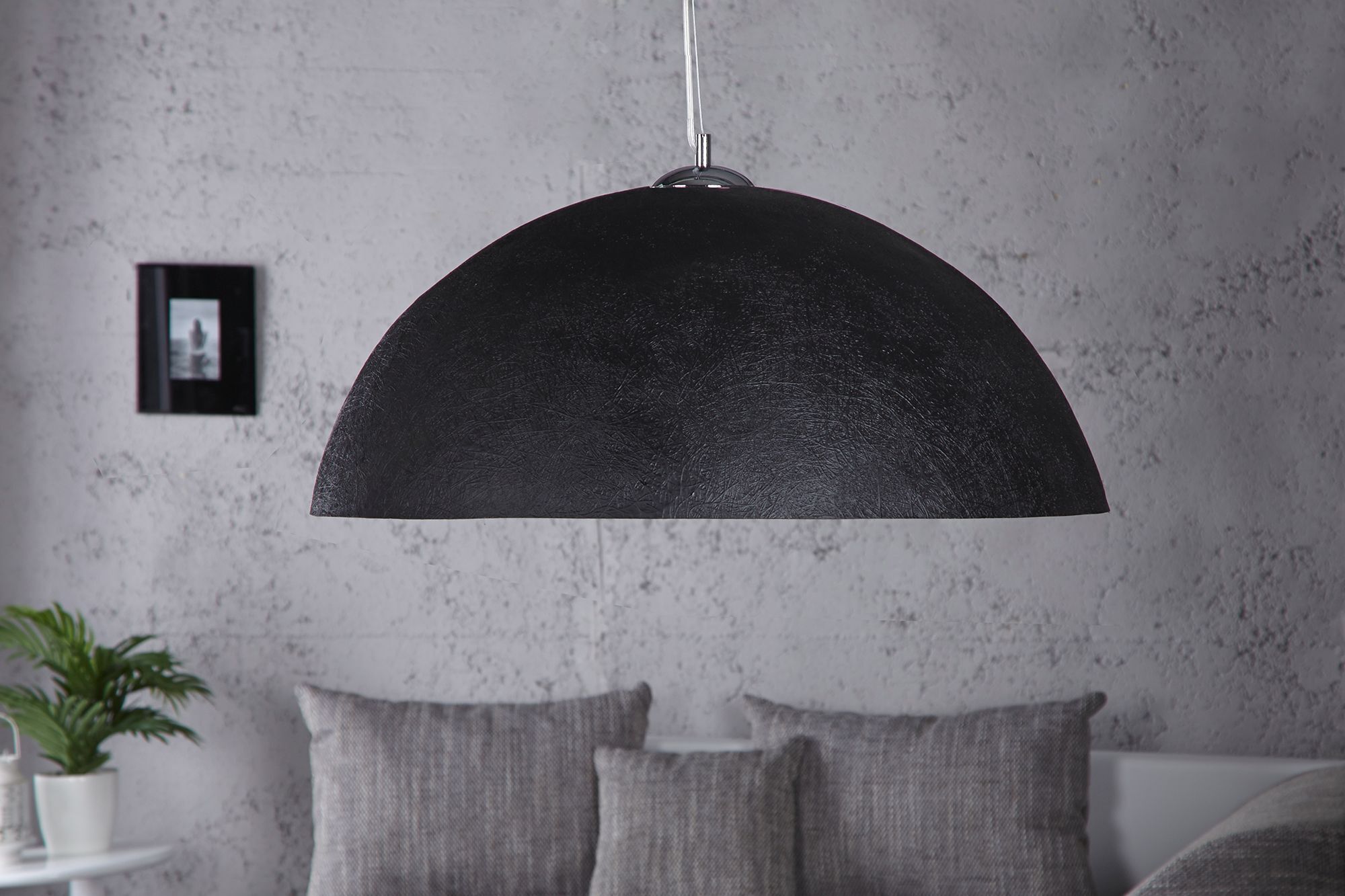 große Hängeleuchte rund Ø70cm Modern Design schwarz Lampe, Drinnen, Innenarchitektur, Pflanze, Dekoration für Zuhause