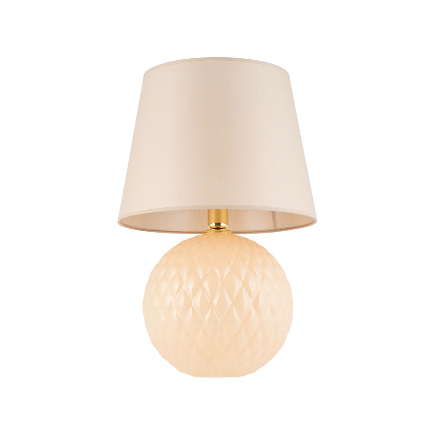 Nachttischlampe Glas Stoff 60 cm Klassisch E27 Ecru Beige