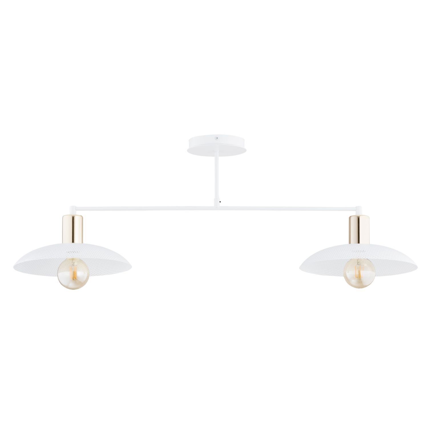 Deckenlampe Metall Weiß Gold 100 cm lang E27 2-flammig