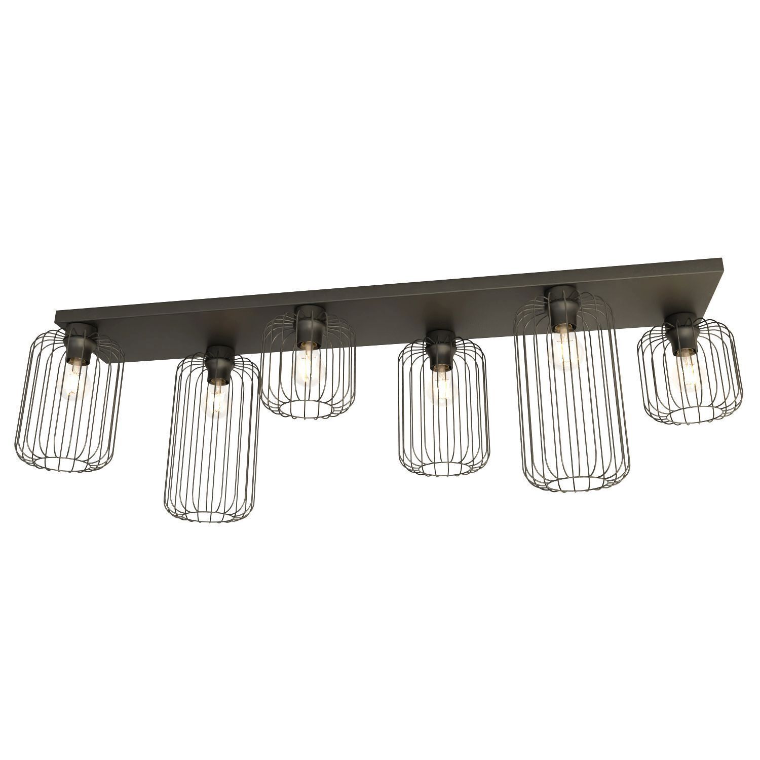 Metall Deckenlampe Schwarz L:115 cm Retro E27 6-flammig