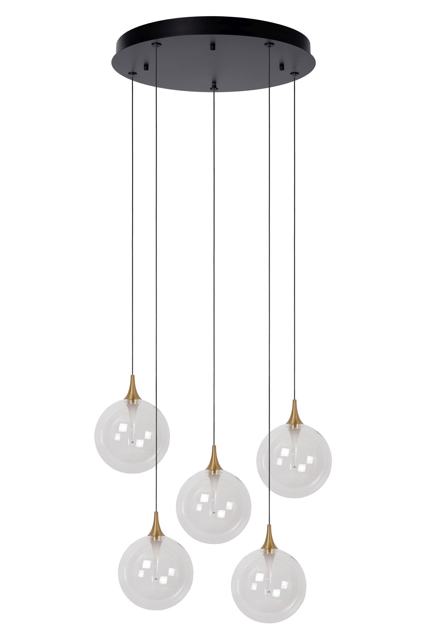 hängelampe, pendelleuchte, glaskugeln, sechsösen, schwarz-gold