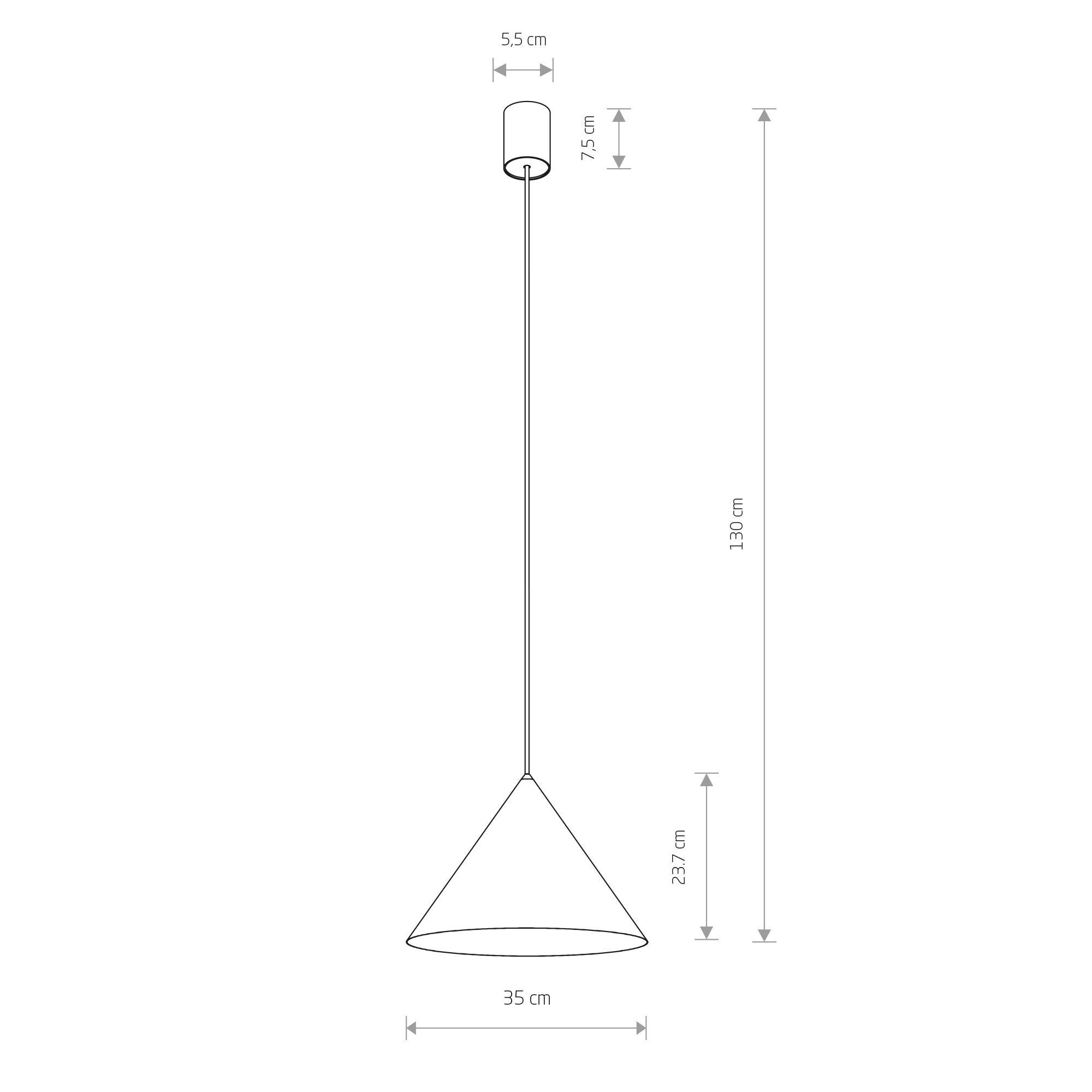 pendant, Deckenleuchte, Kegel-Schirm, verstellbare Höhe, Kabelaufhängung