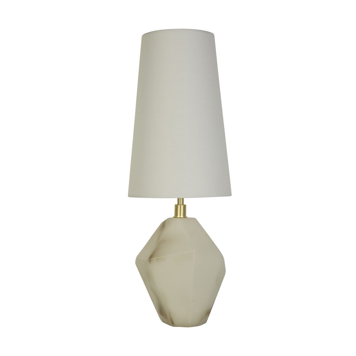 Tischlampe, Lampenschirm, Keramischer Sockel, Beige, Goldfarbene Akzent