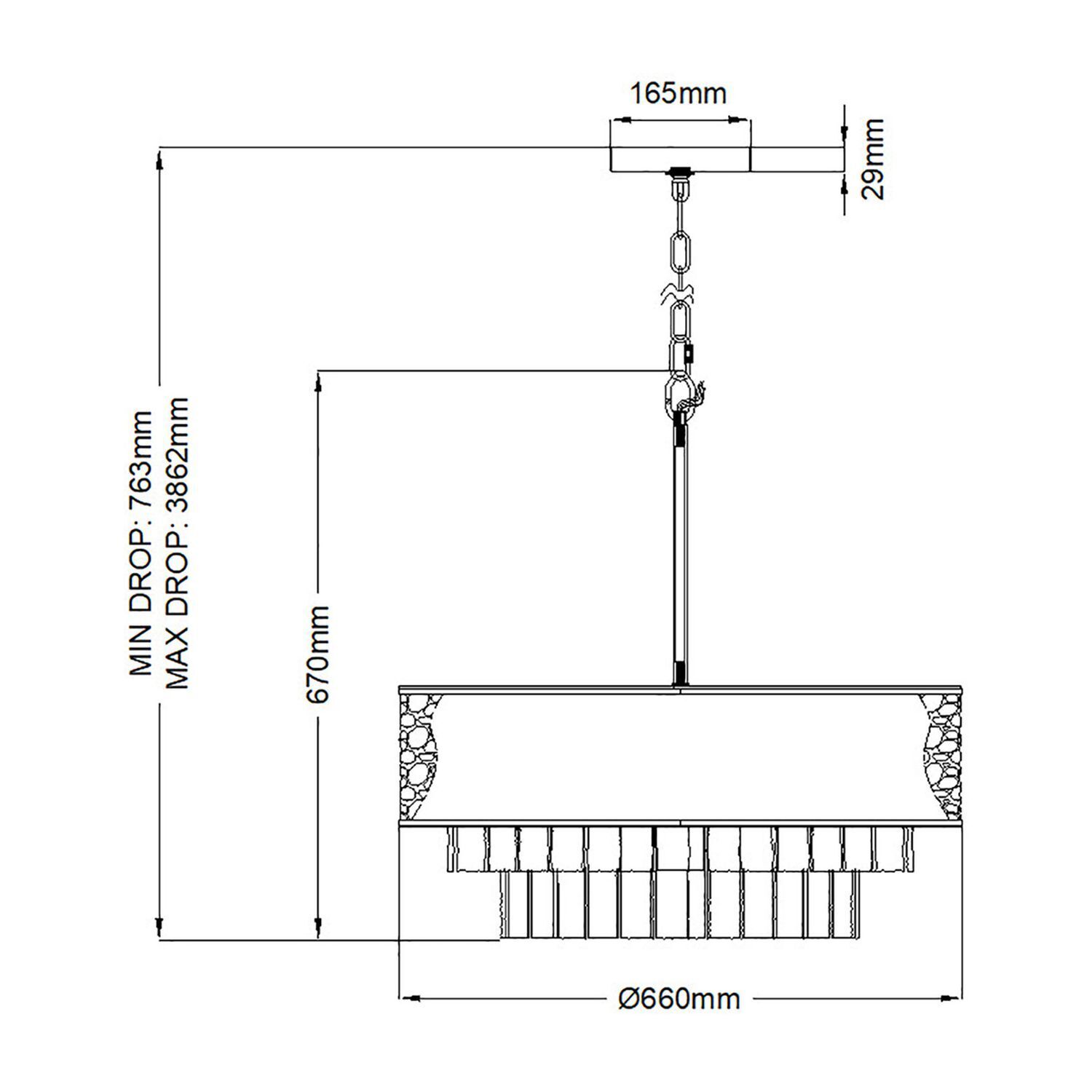 Hängelampe Kristall Edelstahl Ø 66 cm H: max. 386,2 cm rund Hängelampe Kristall Edelstahl Ø 66 cm H: max. 386,2 cm rund