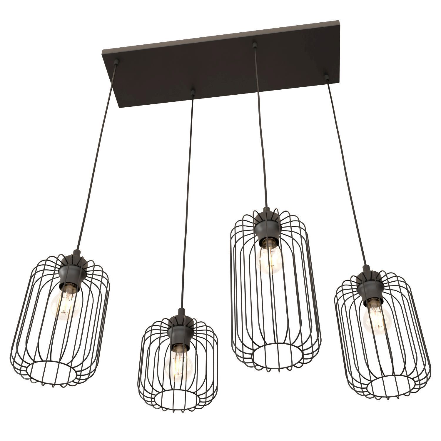 Dekorative Hängelampe Schwarz Metall 70 cm 4-flammig