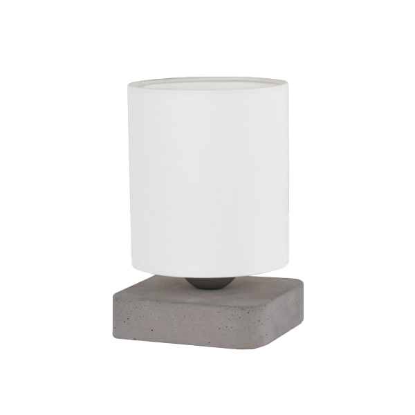 Tischleuchte, Lampe, Betonbasis, weißer Lampenschirm, Kunststein
