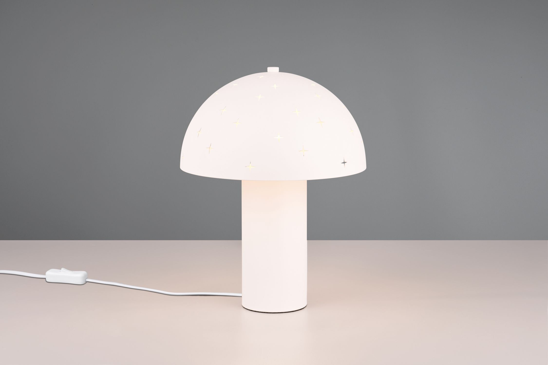 Stylische Tischleuchte Weiß Metall E14 32,5 cm Sterne Lampe, Tischlampe