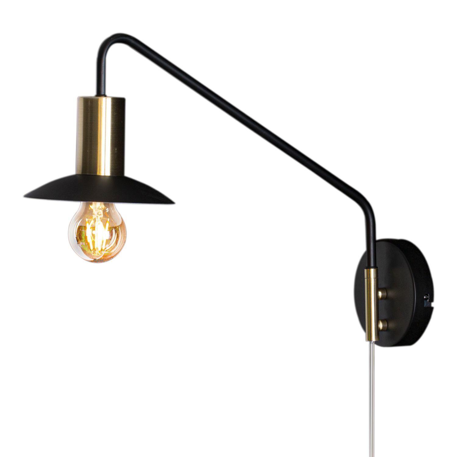 Wandleuchte mit Kabel Metall E27 Schwenkarm 35 cm hoch Lampe, Drinnen, Zimmer, Duscharmatur, Beleuchtung