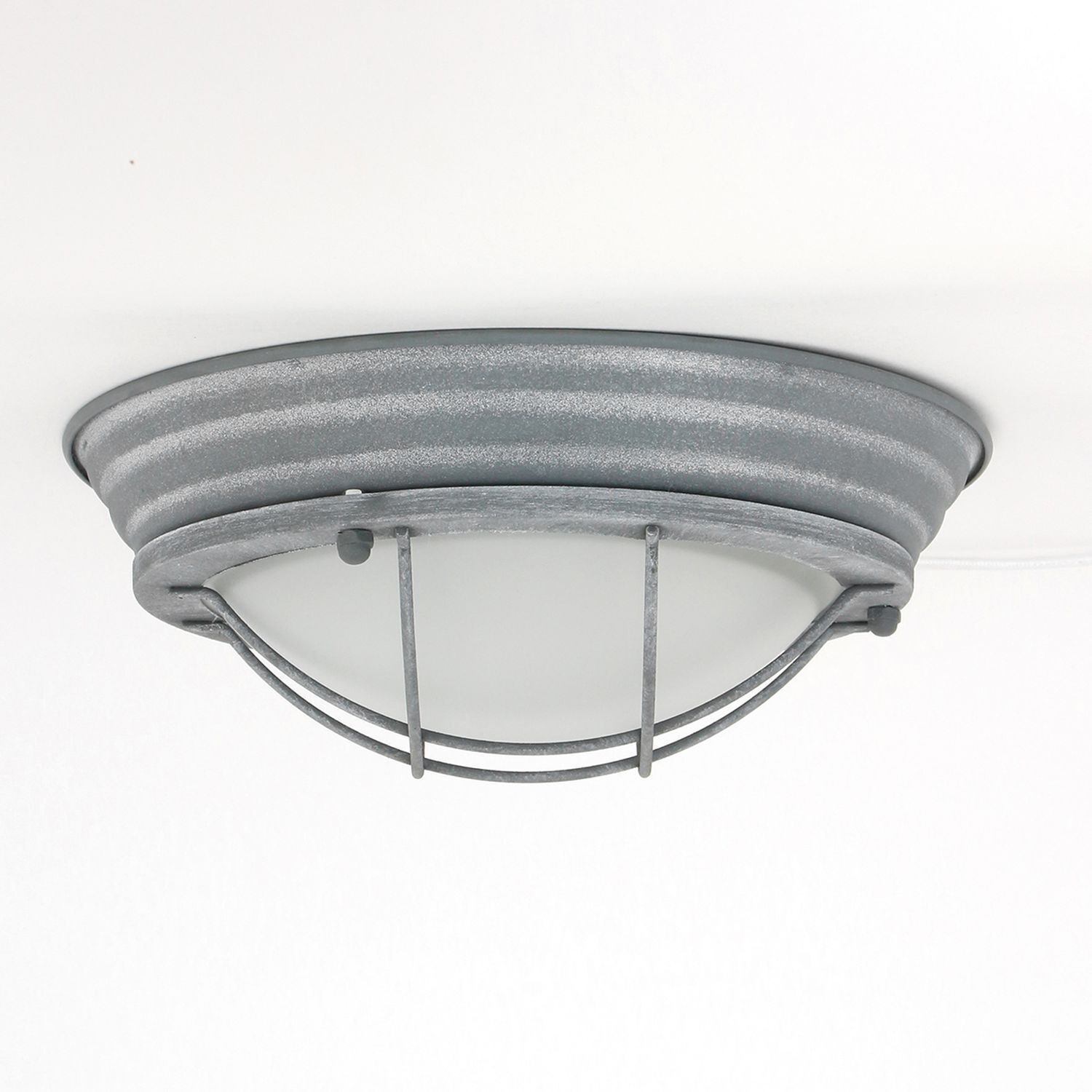 Industrie Deckenlampe Metall Glas Grau Weiß Ø29 cm E27