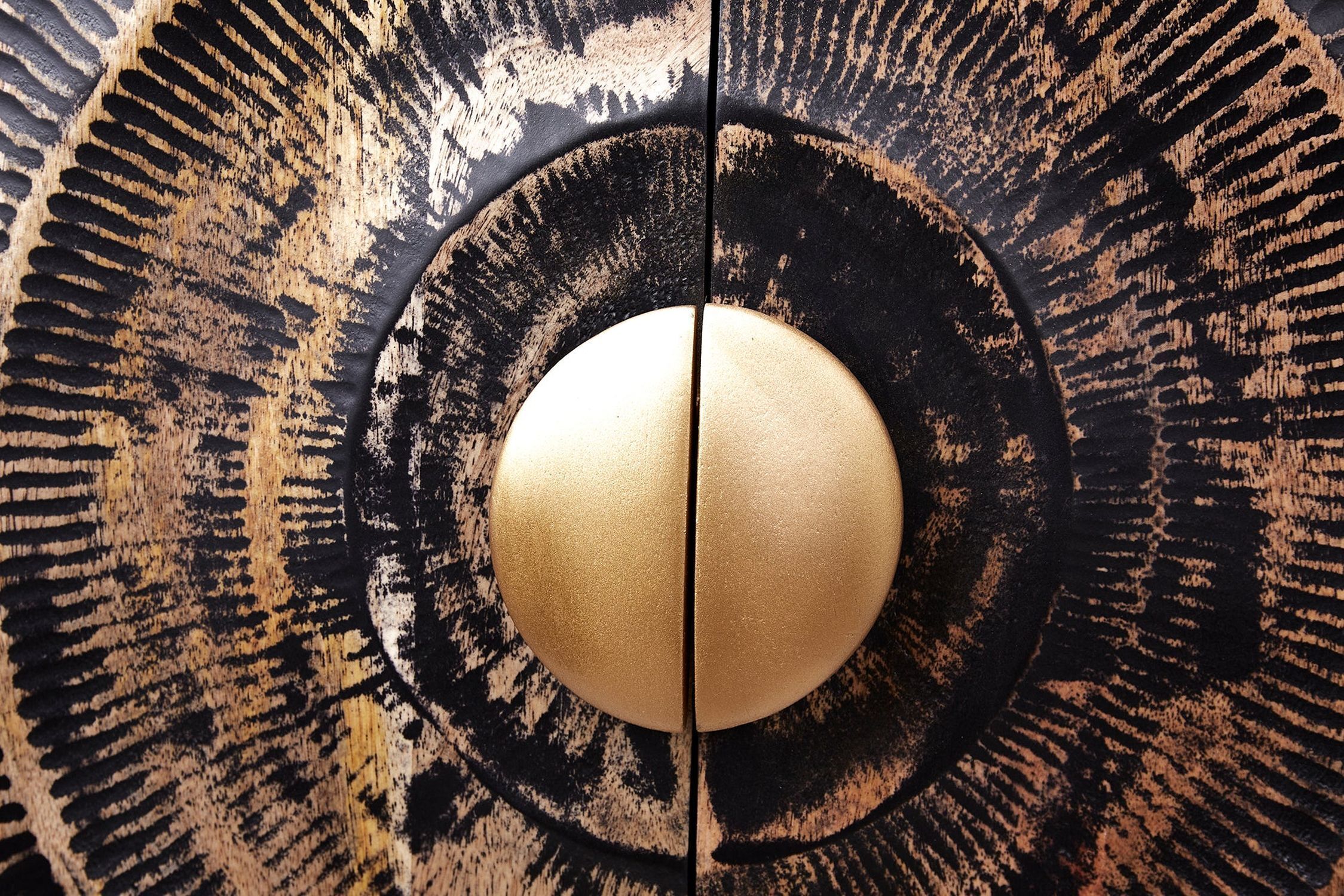 Hängesideboard Schwarz Gold 177 cm Ornament Handarbeit Holz Ei, Essen, Präsentation des Essens