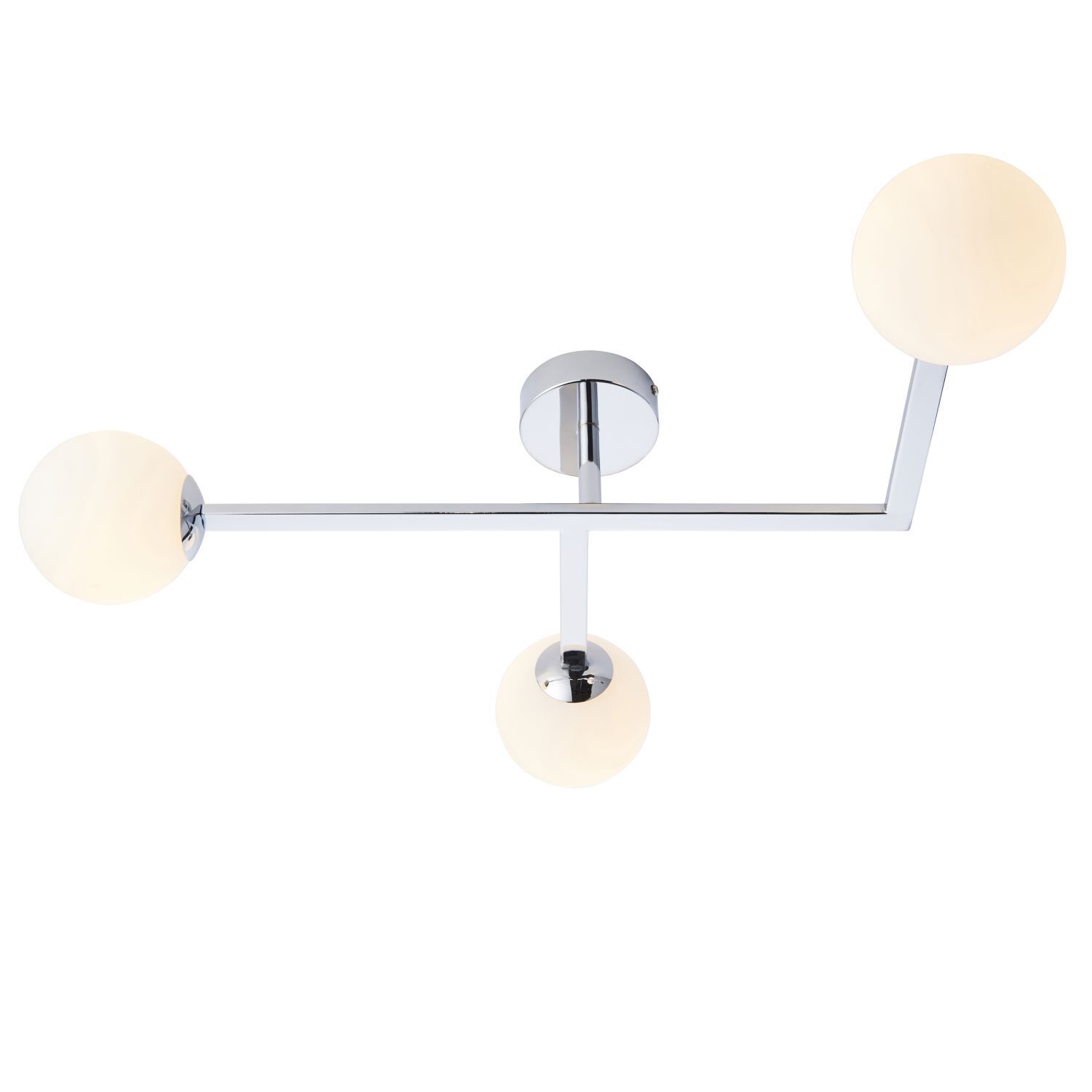 Deckenlampe Bad Glas Metall IP44 65 cm lang Chrom Weiß 3x G9
