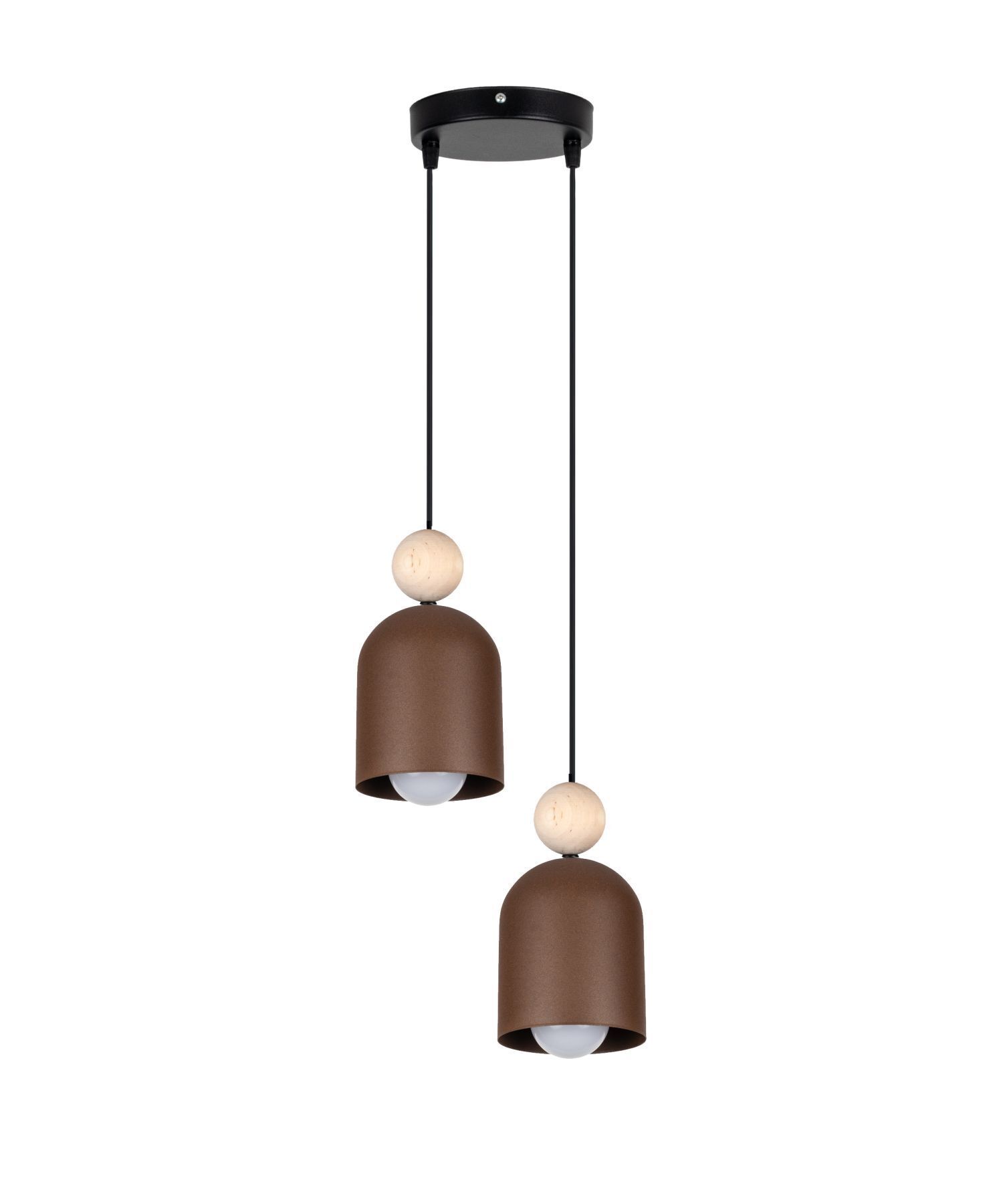 Hängelampe Rostbraun Metall Holz 2-flmg E27 Ø21 cm rund