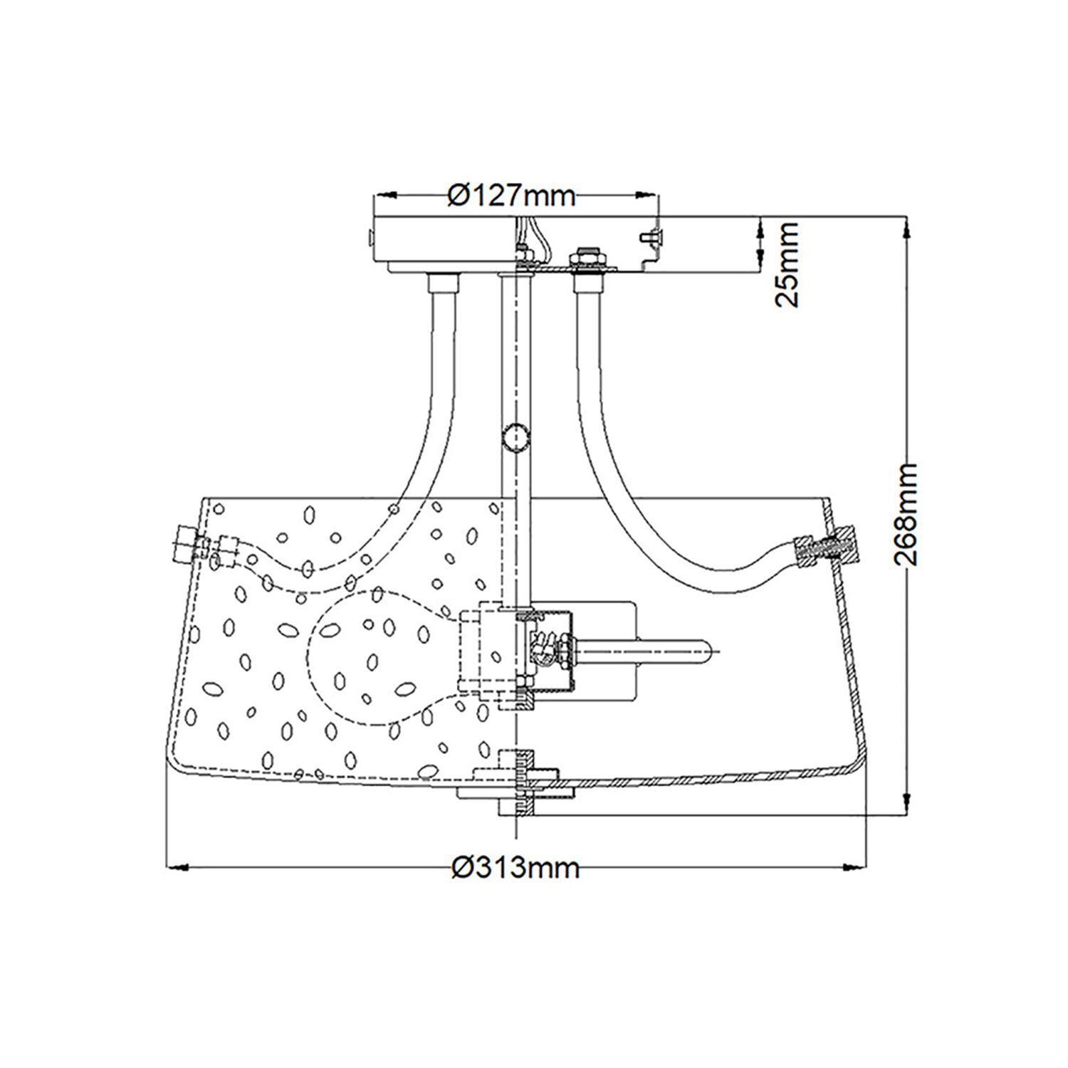 Deckenlampe Glas Schirm Ø 31,3 cm in Messing gebürstet plasma-lamp, dimensional-drawing, industrielle-zeichnung, technische-zeichnung, ausrüstungs-komponente