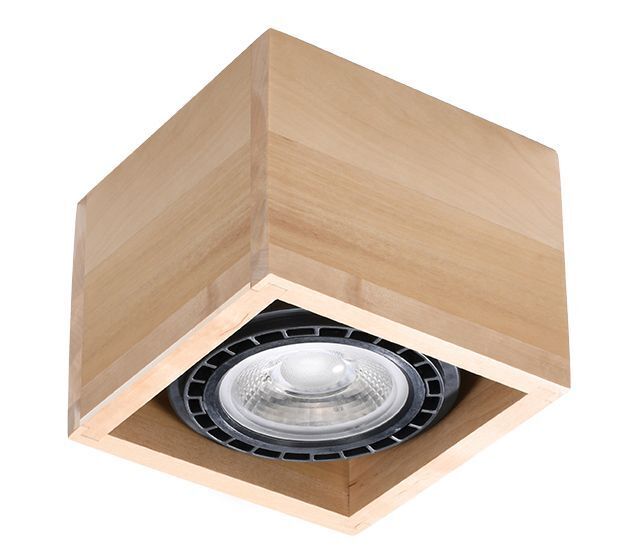 Spot Lampe Holz quadratisch B: 14 cm klein flach GU10