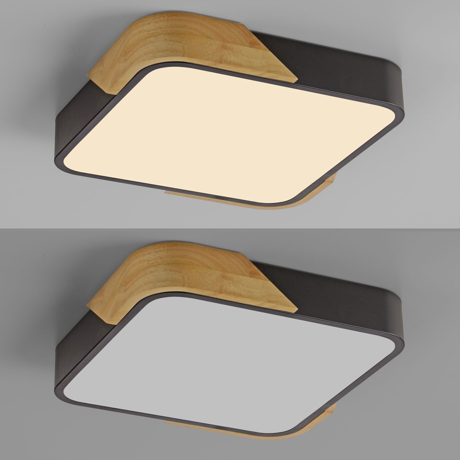 LED Deckenleuchte Holz L:32 cm Schwarz Natur 3000 K