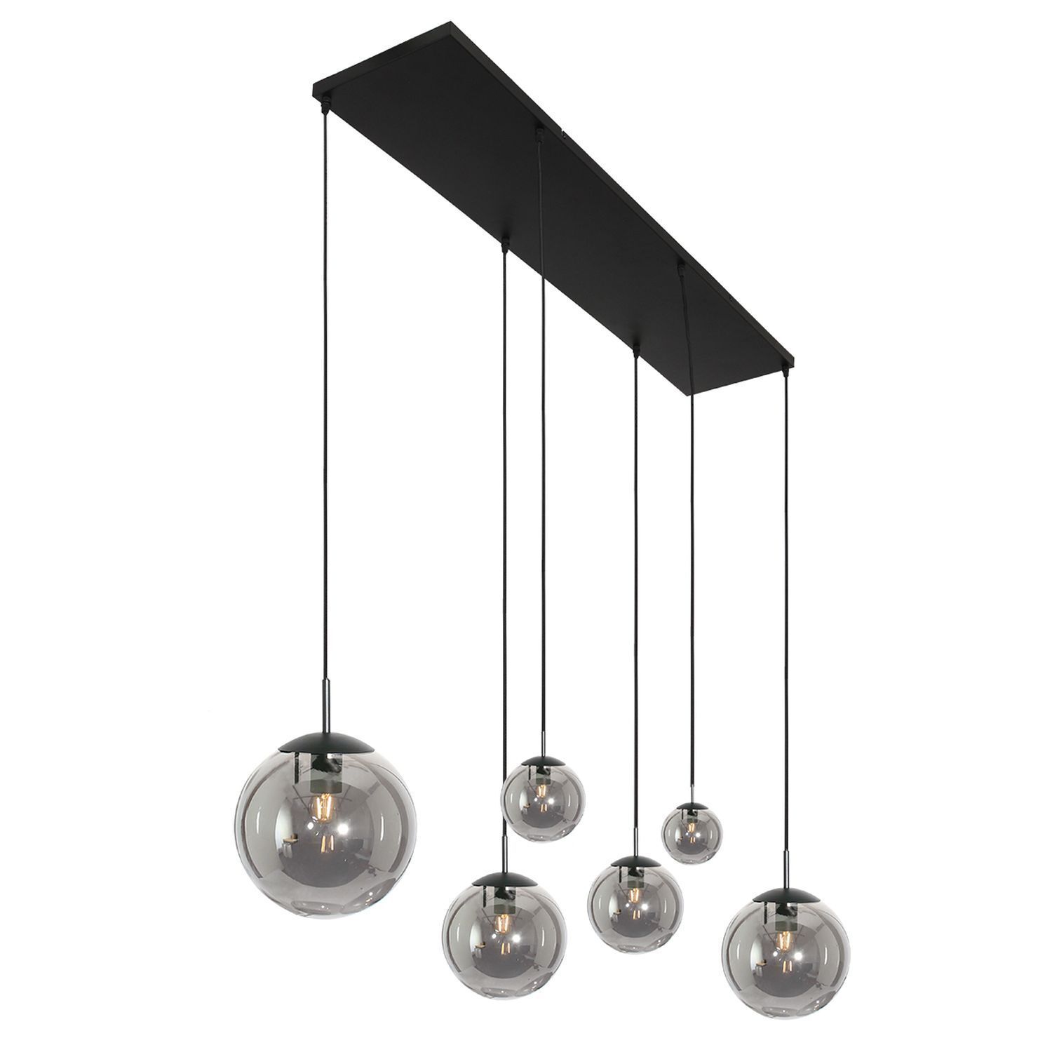 Lange Hängelampe Glas in Rauchgrau 120 cm E27 Modern