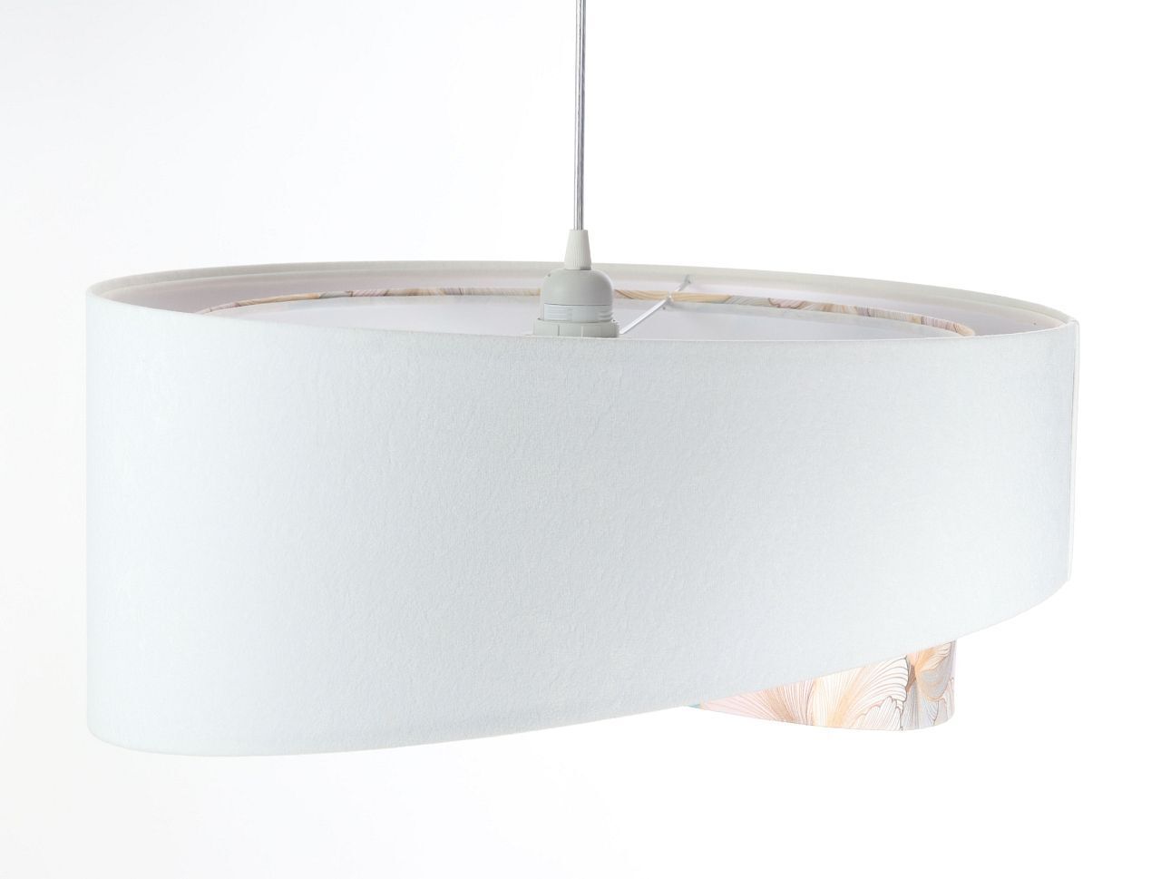 Hängeleuchte Weiß Creme E27 rund Ø 50 cm Stoff Velours Optik Lampe, Deckenleuchte