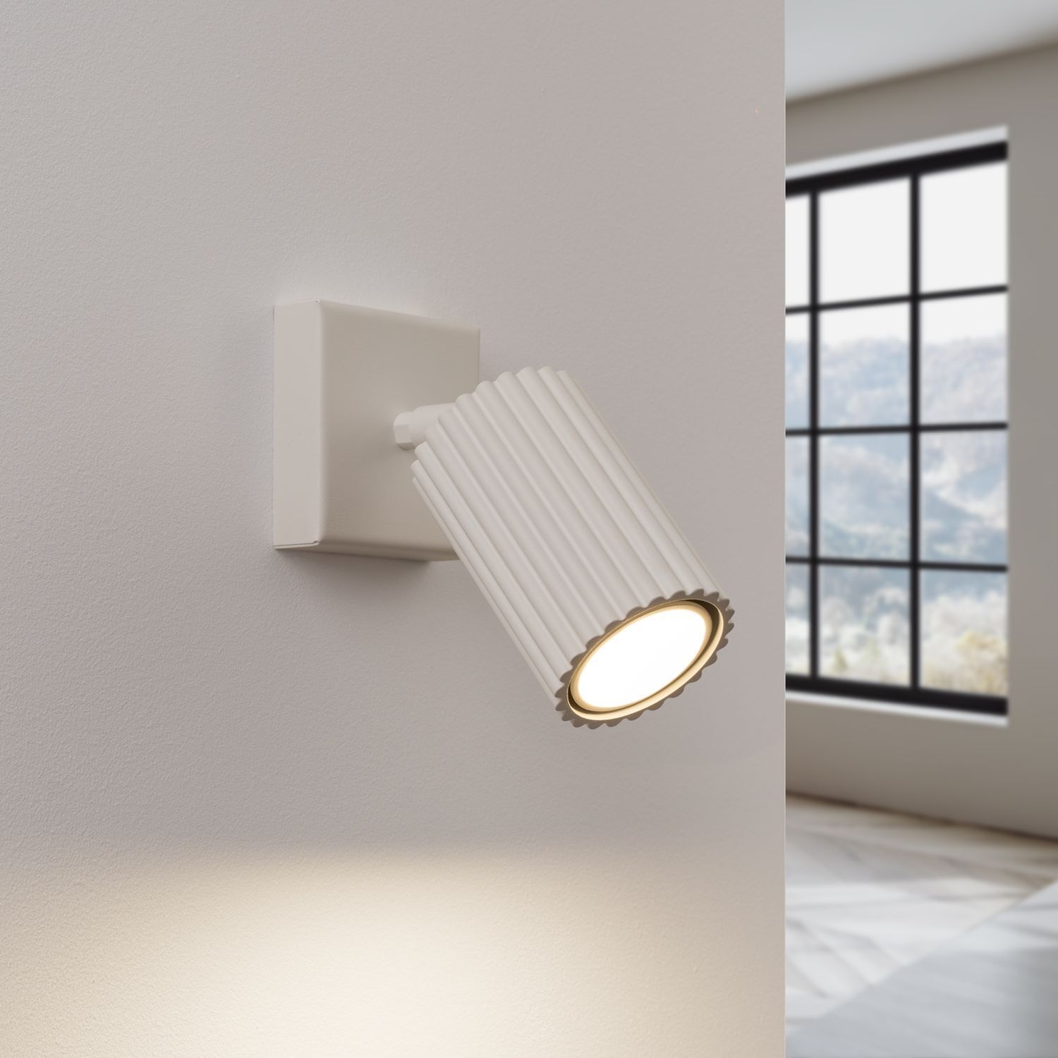 Wandspot GU10 B: 8 cm klein in Creme aus Aluminium