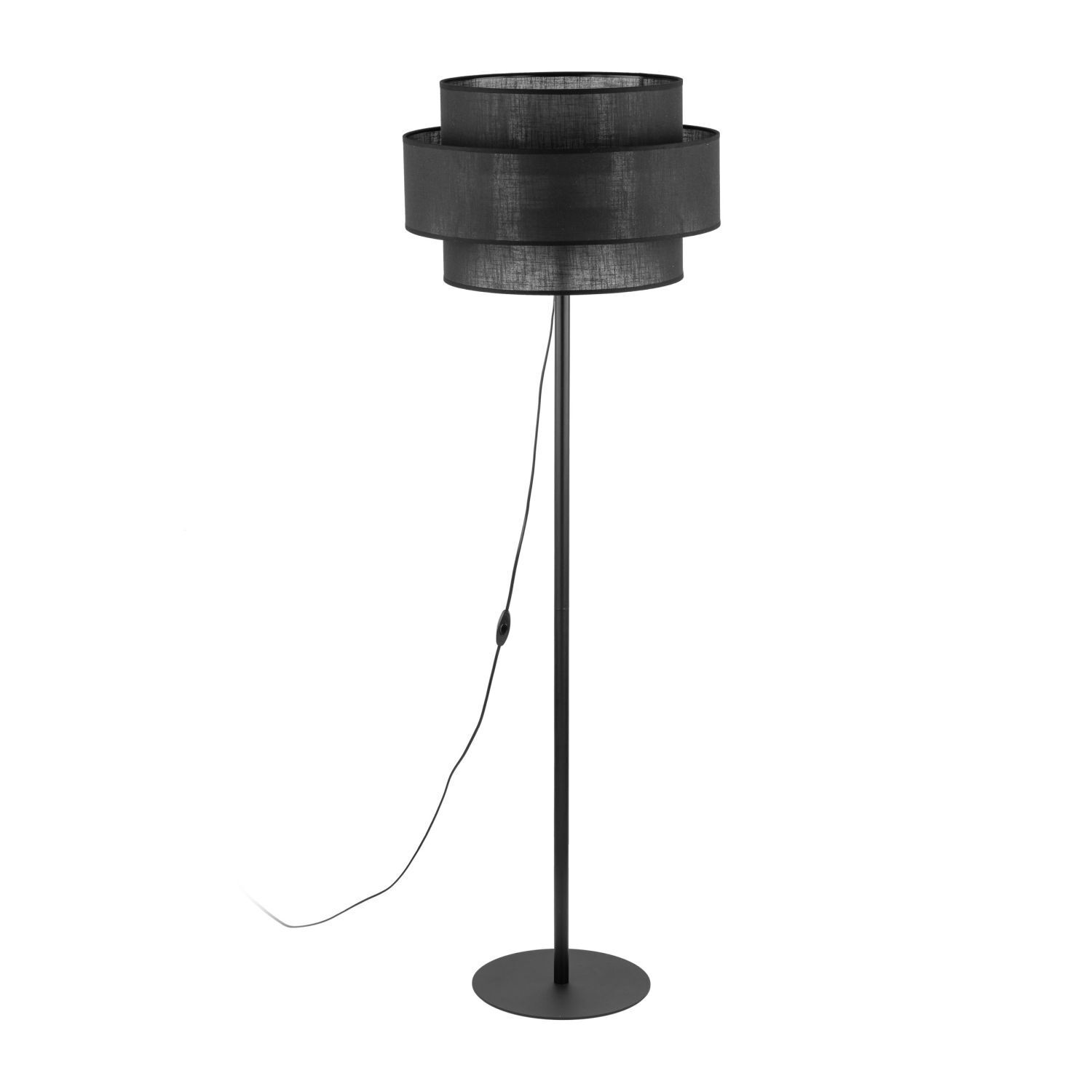 Stehleuchte Schwarz 155 cm E27 Stoff Metall Ø 50 cm Lampe, Lampenschirm, Klebeband