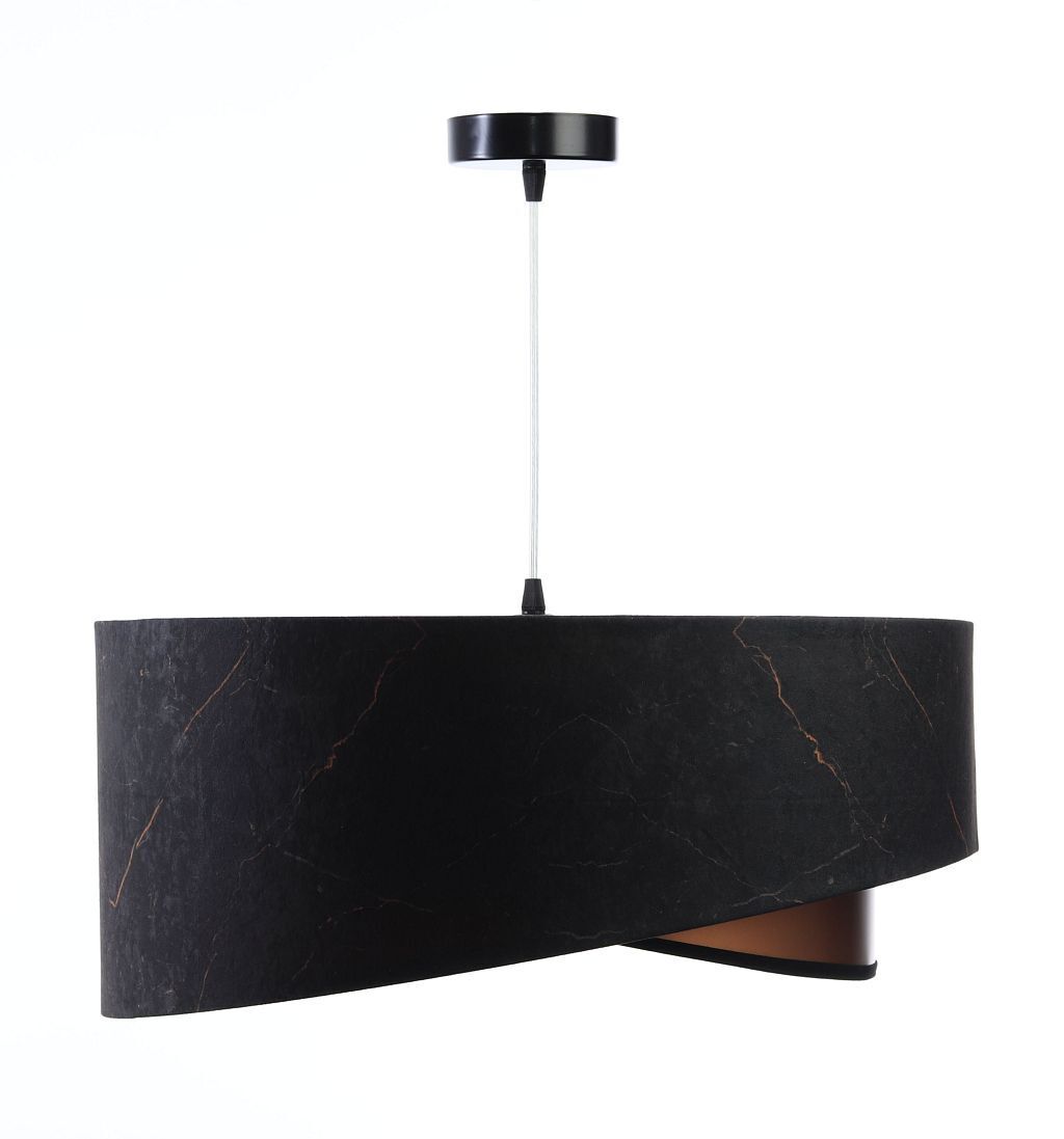 Pendelleuchte rund Stoff D: 50 cm E27 in Schwarz Kupfer Lampe