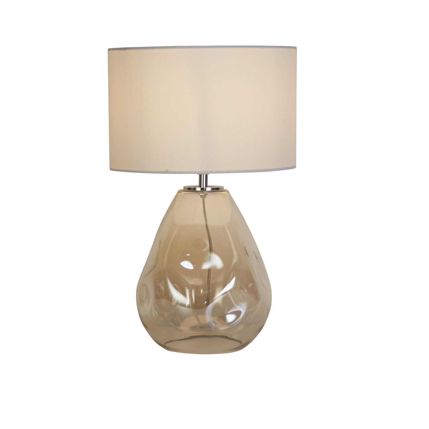 Tischlampe Stoff Glas blendarm 44,5 cm Champagner Weiß