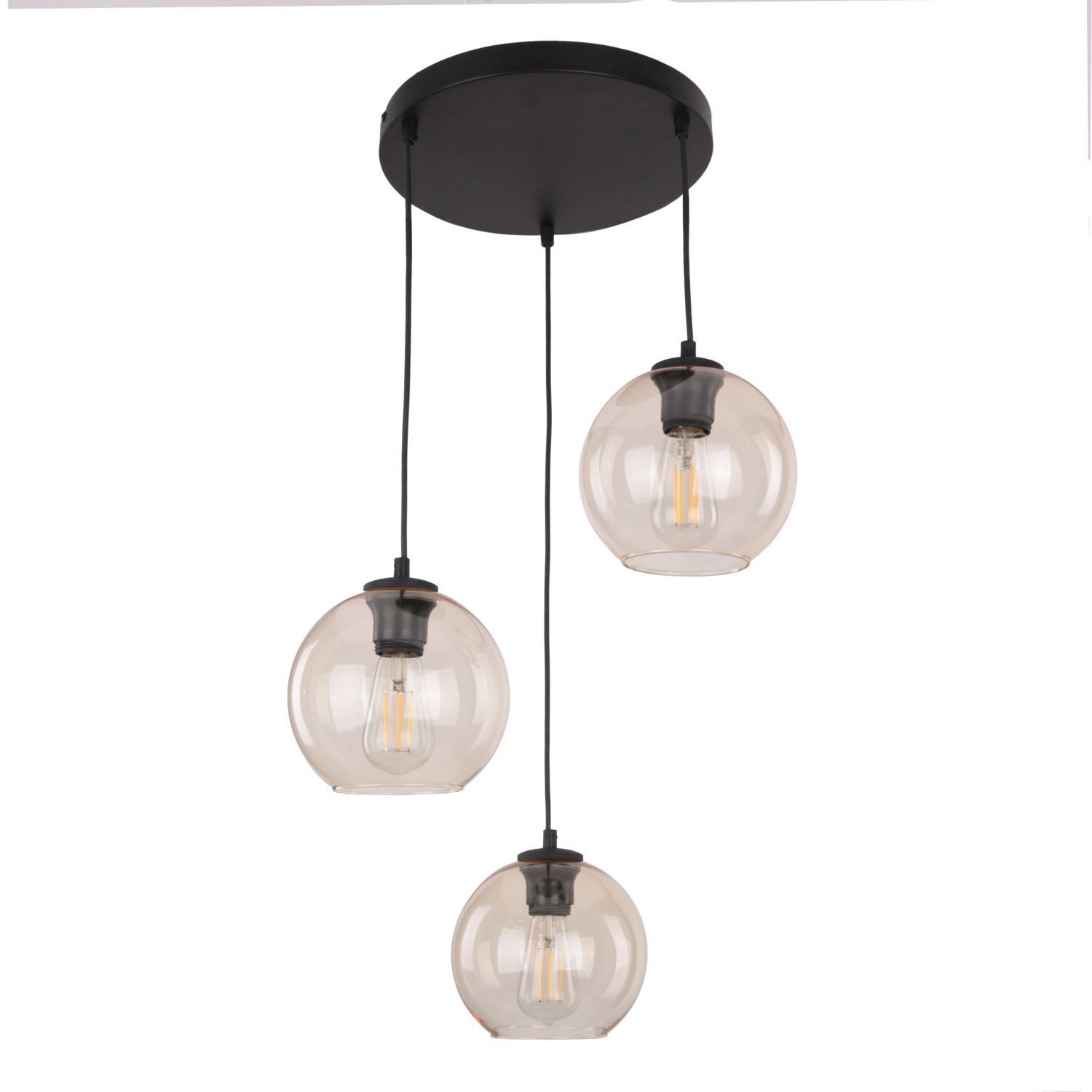 Pendelleuchte Glas stilvoll B:50 cm Schwarz E27 Stahl