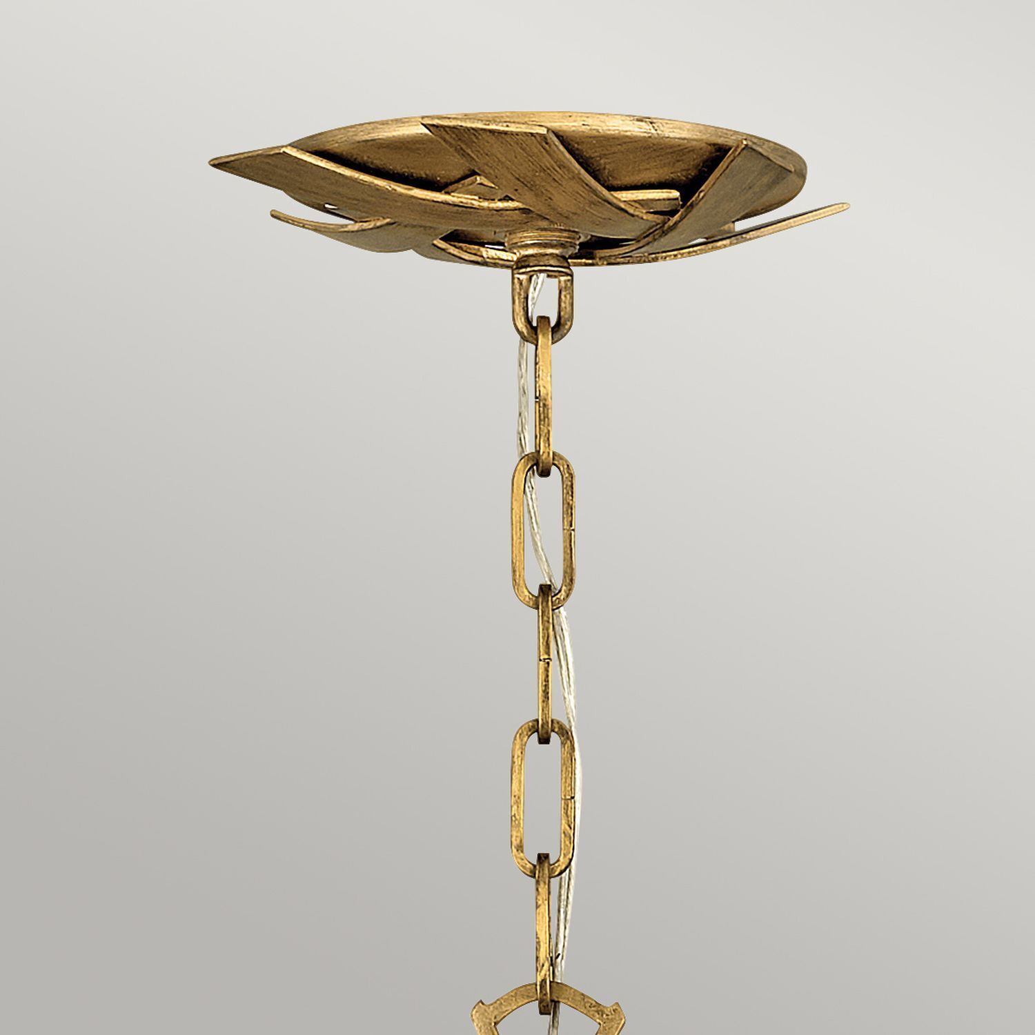 Hängelampe Metall Kristall in Gold brüniert Ø 55,9 cm groß