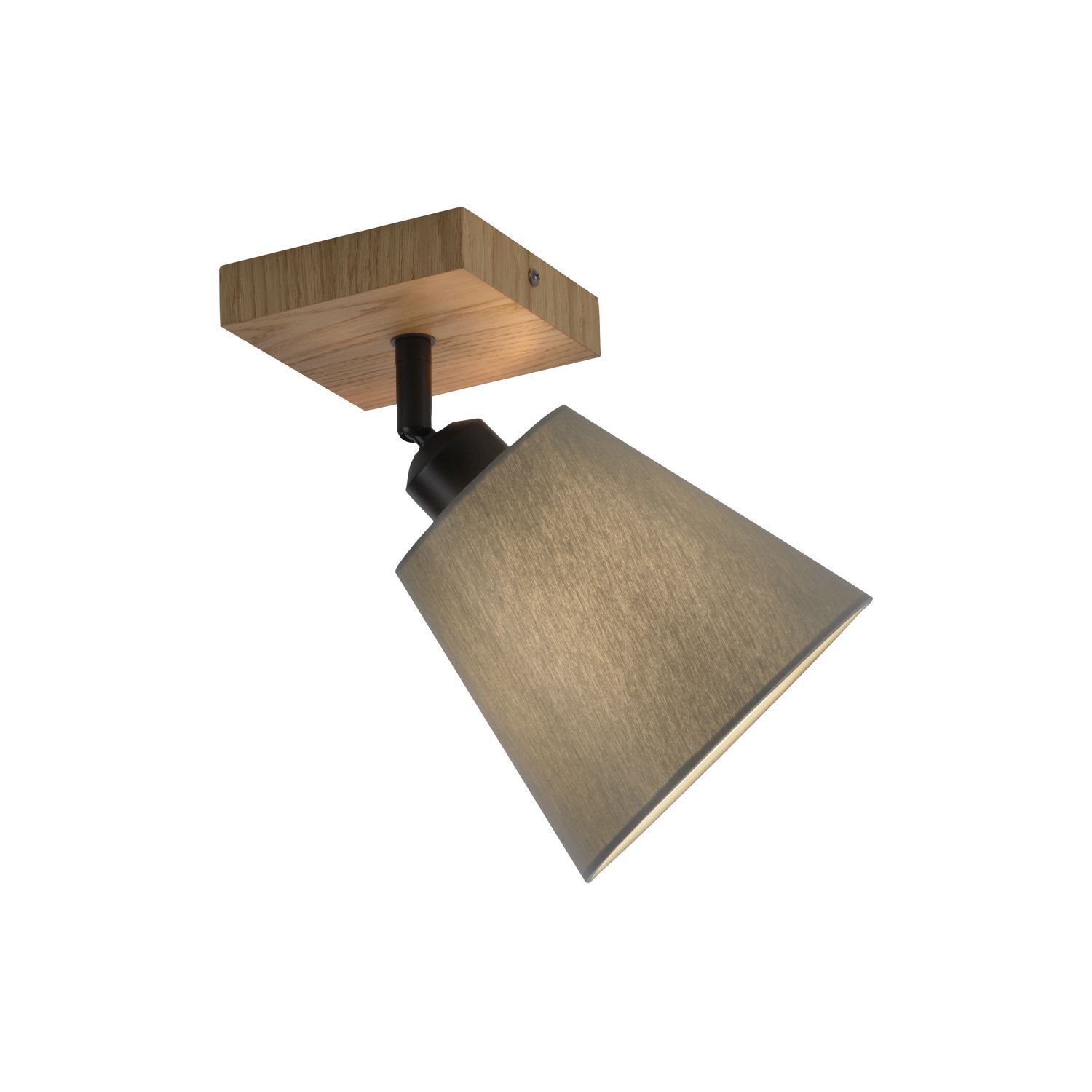 Deckenspot Stoffschirm Holz E27 verstellbar Taupe Natur