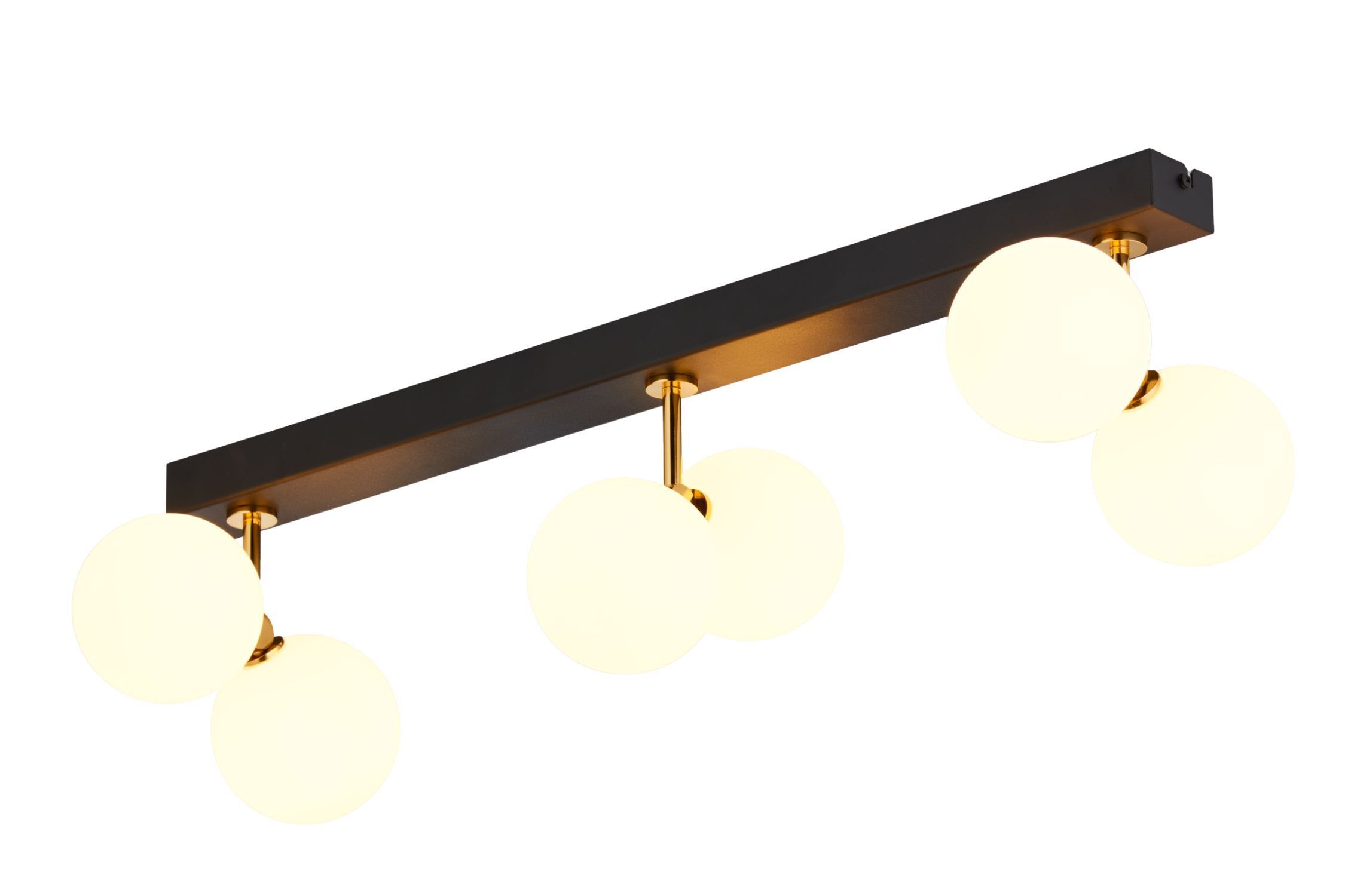 Längliche Deckenleuchte Messing Glas G9 68 cm blendarm